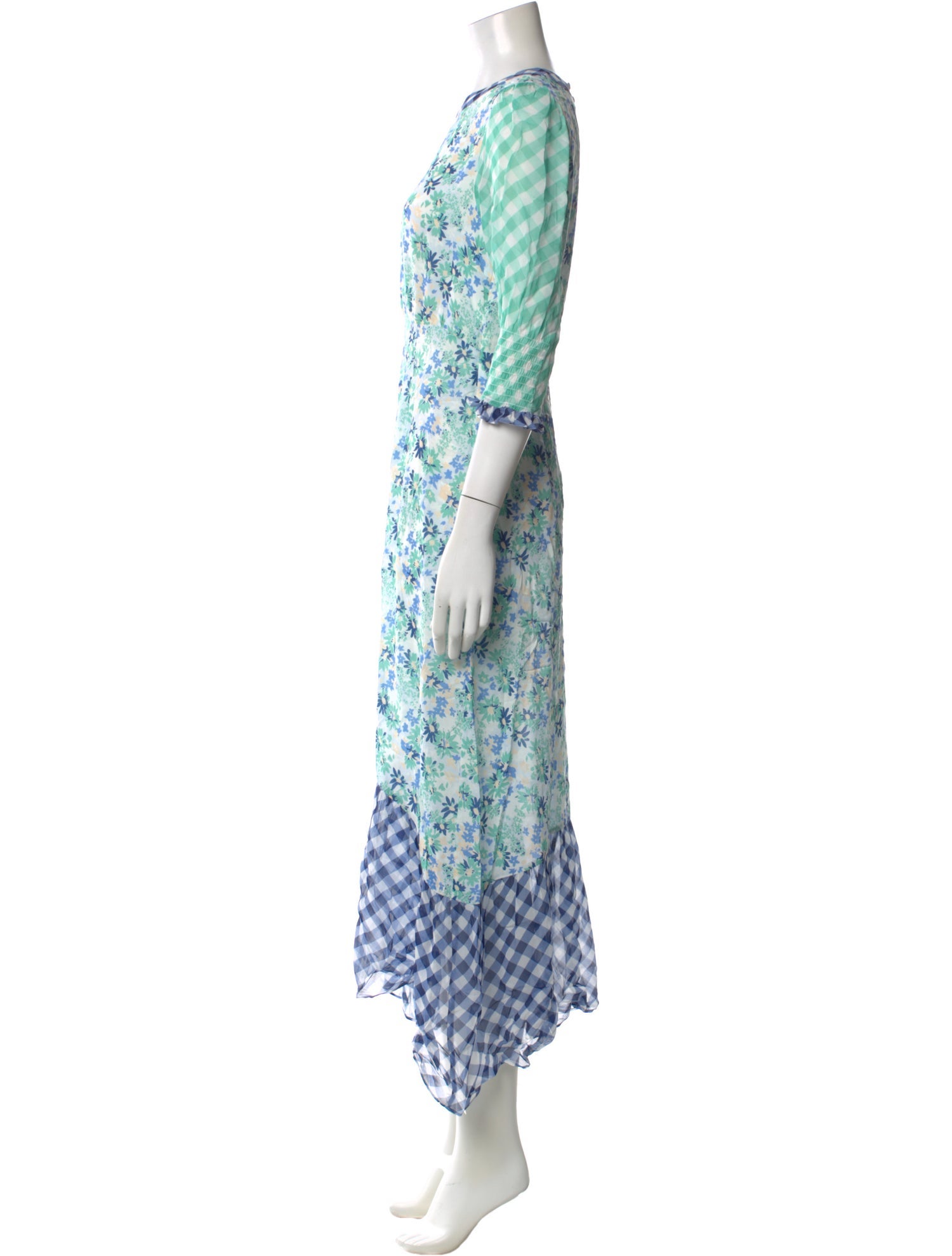RIXO Floral Print Midi Length Dress