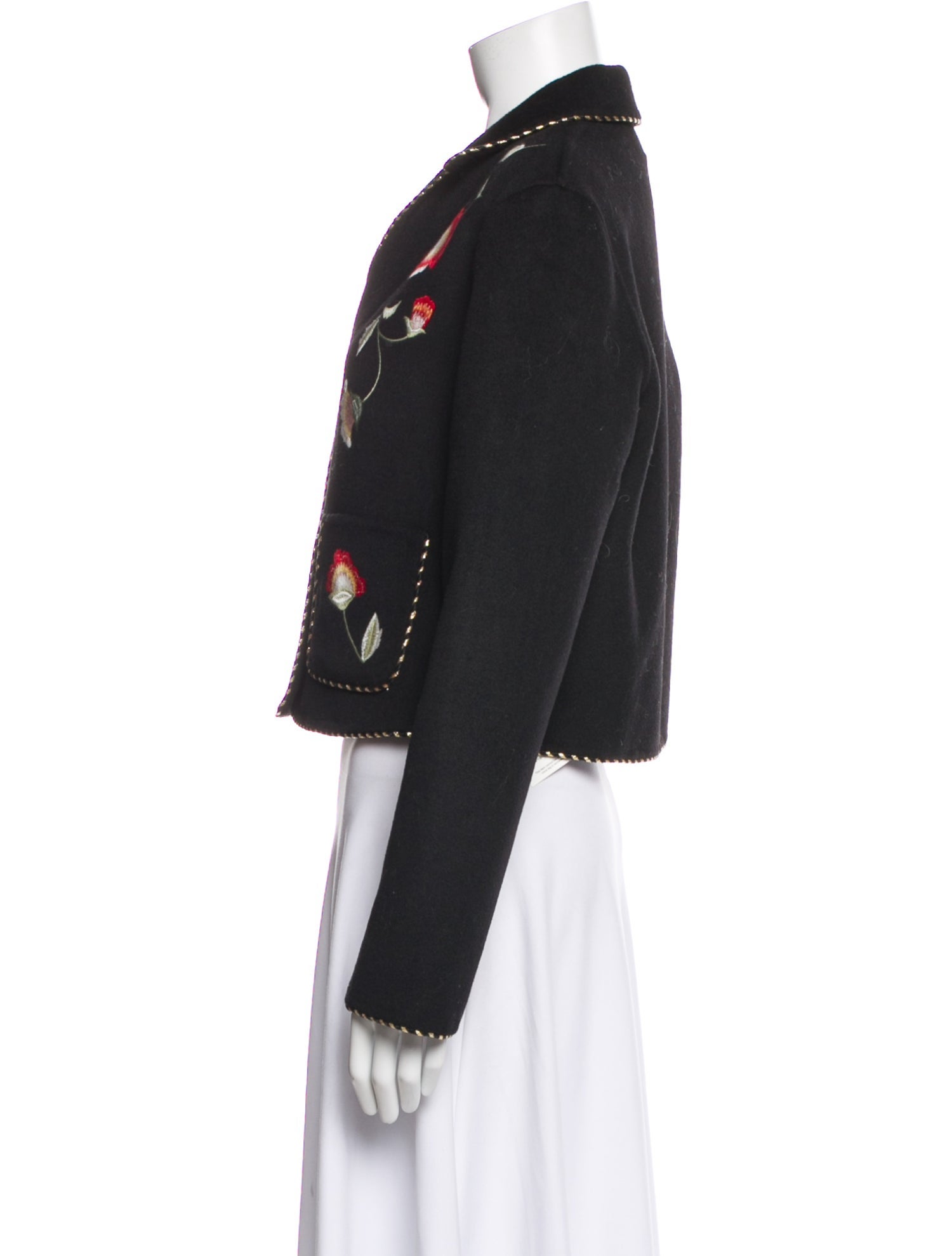 RIXO Wool Floral Print Evening Jacket