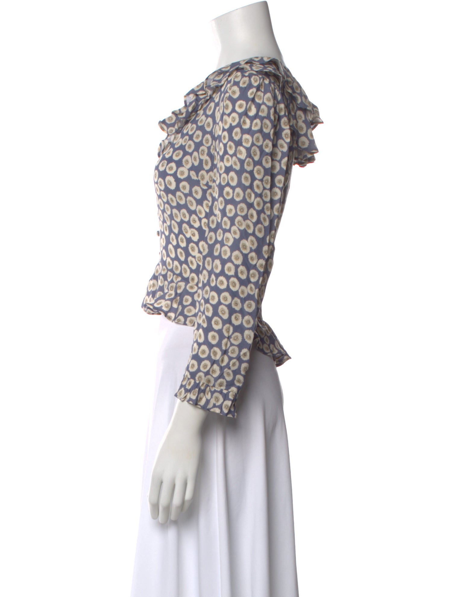 RIXO Silk Floral Print Blouse