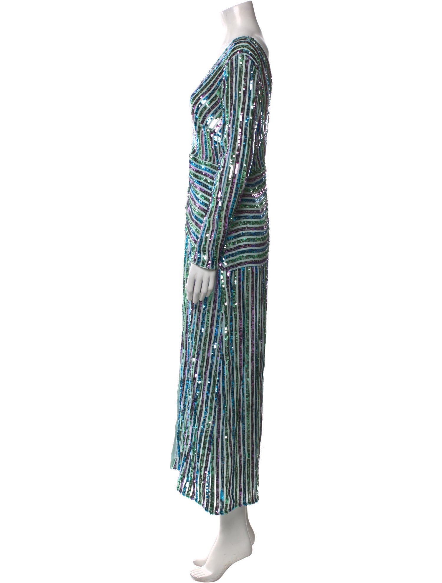 RIXO Striped Long Dress