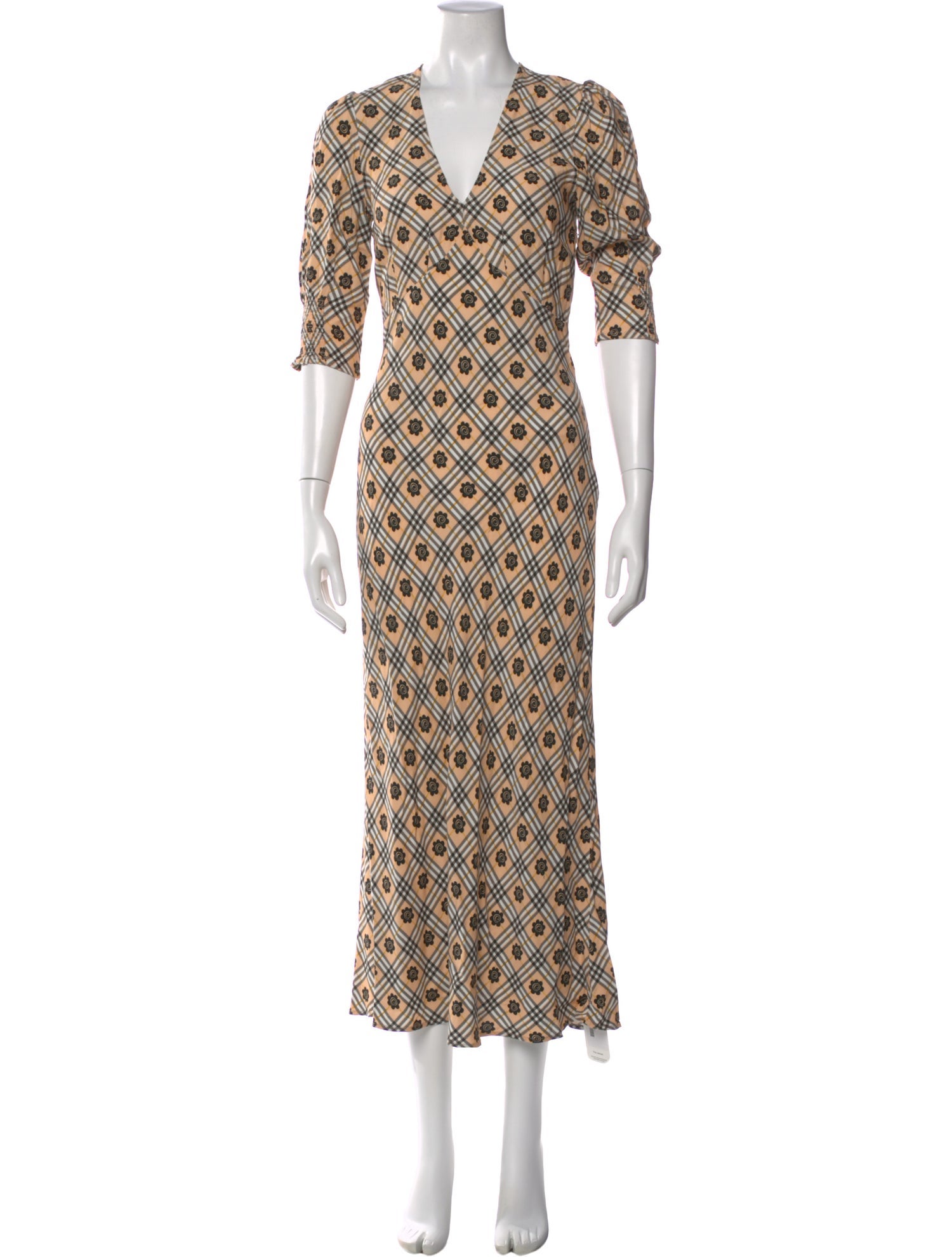 RIXO Printed Long Dress