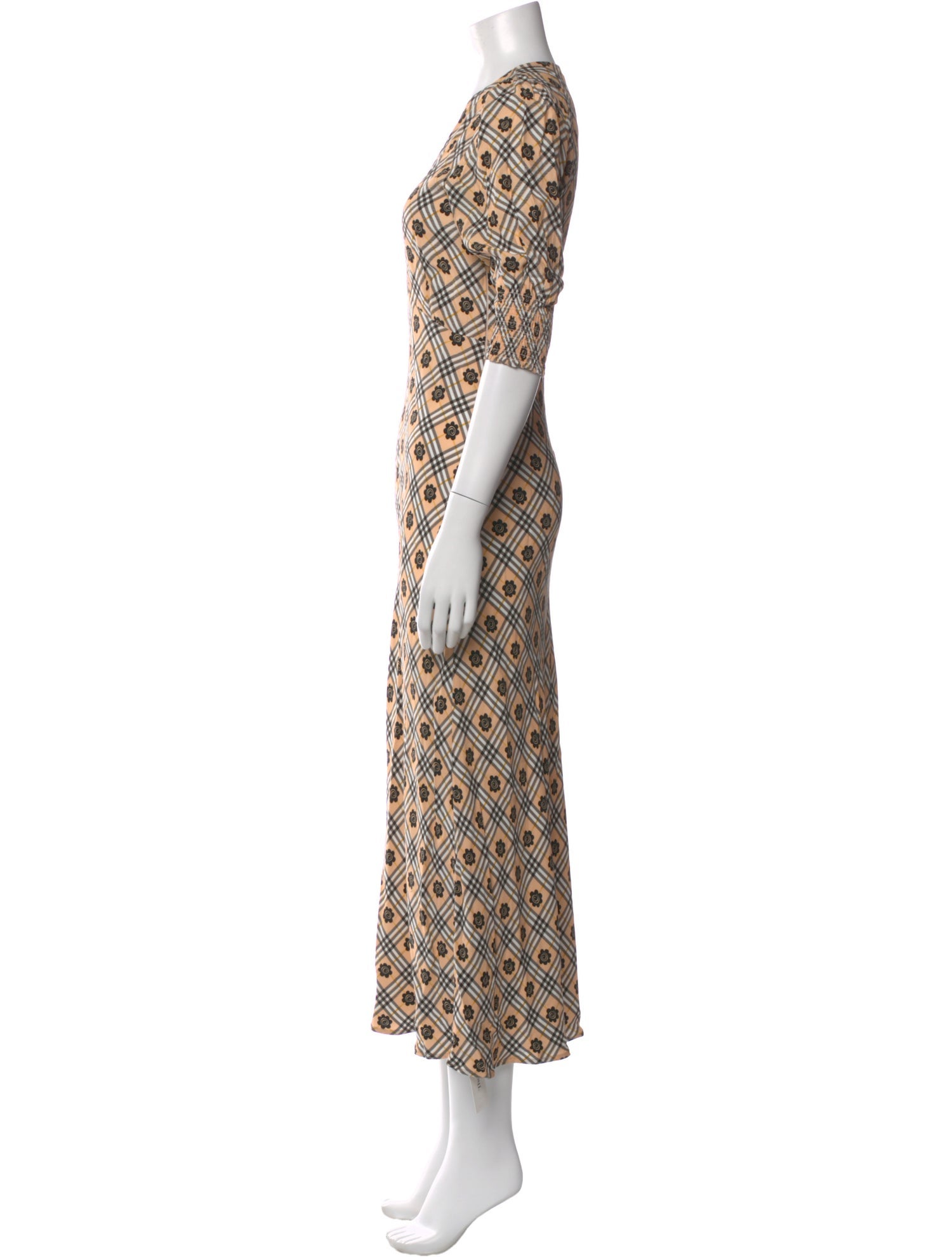 RIXO Printed Long Dress