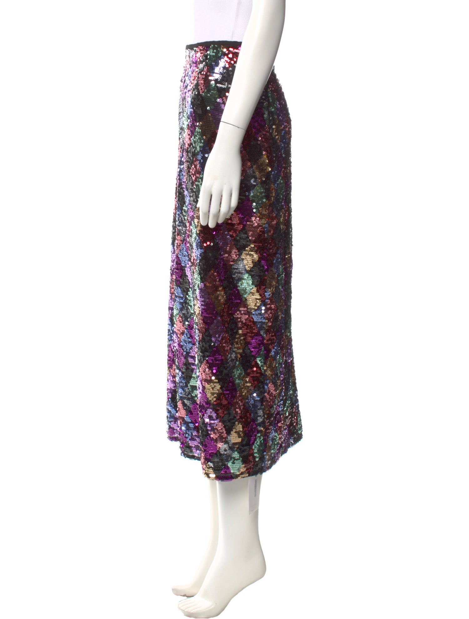 RIXO Patterned Midi Length Skirt
