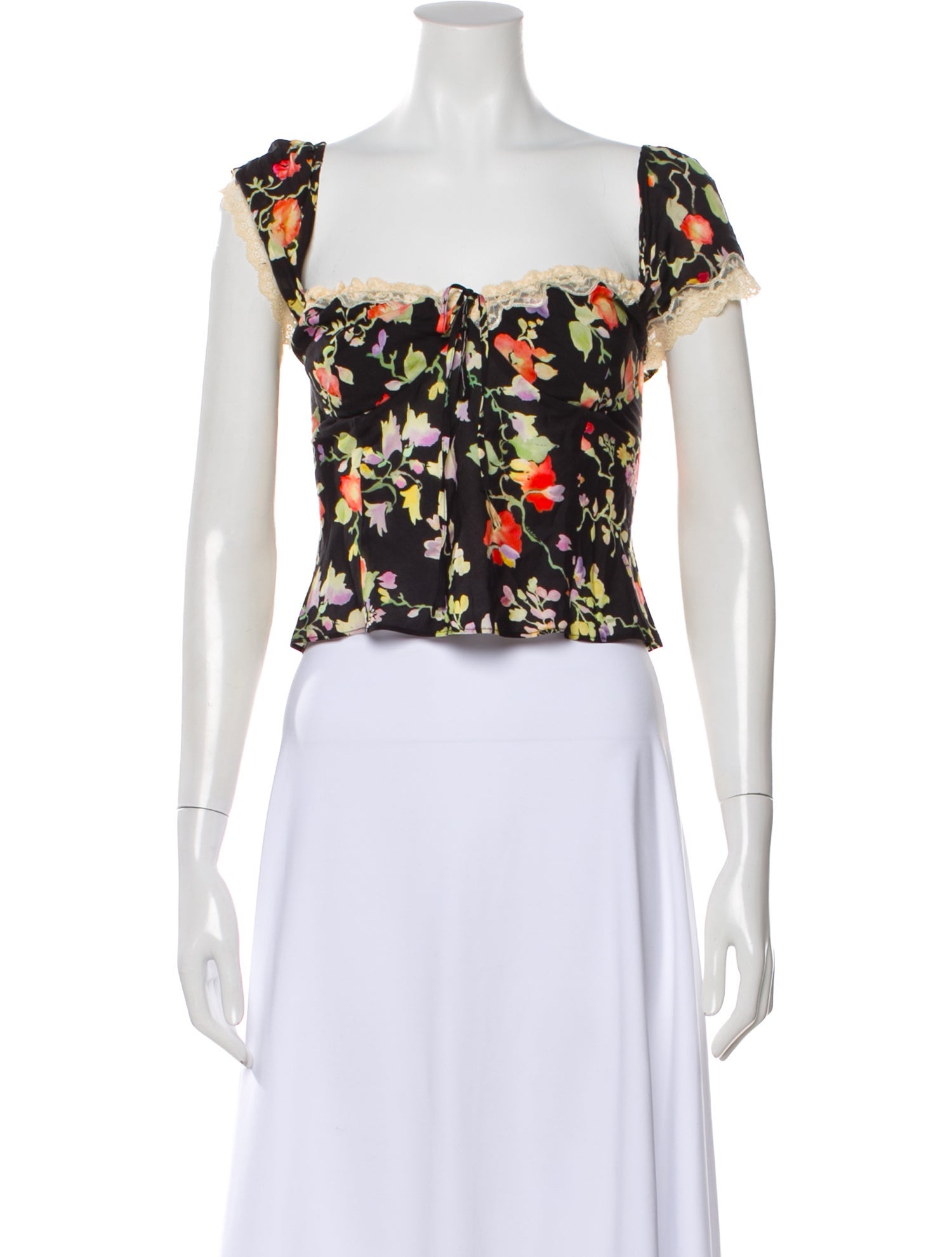RIXO Floral Print Square Neckline Blouse
