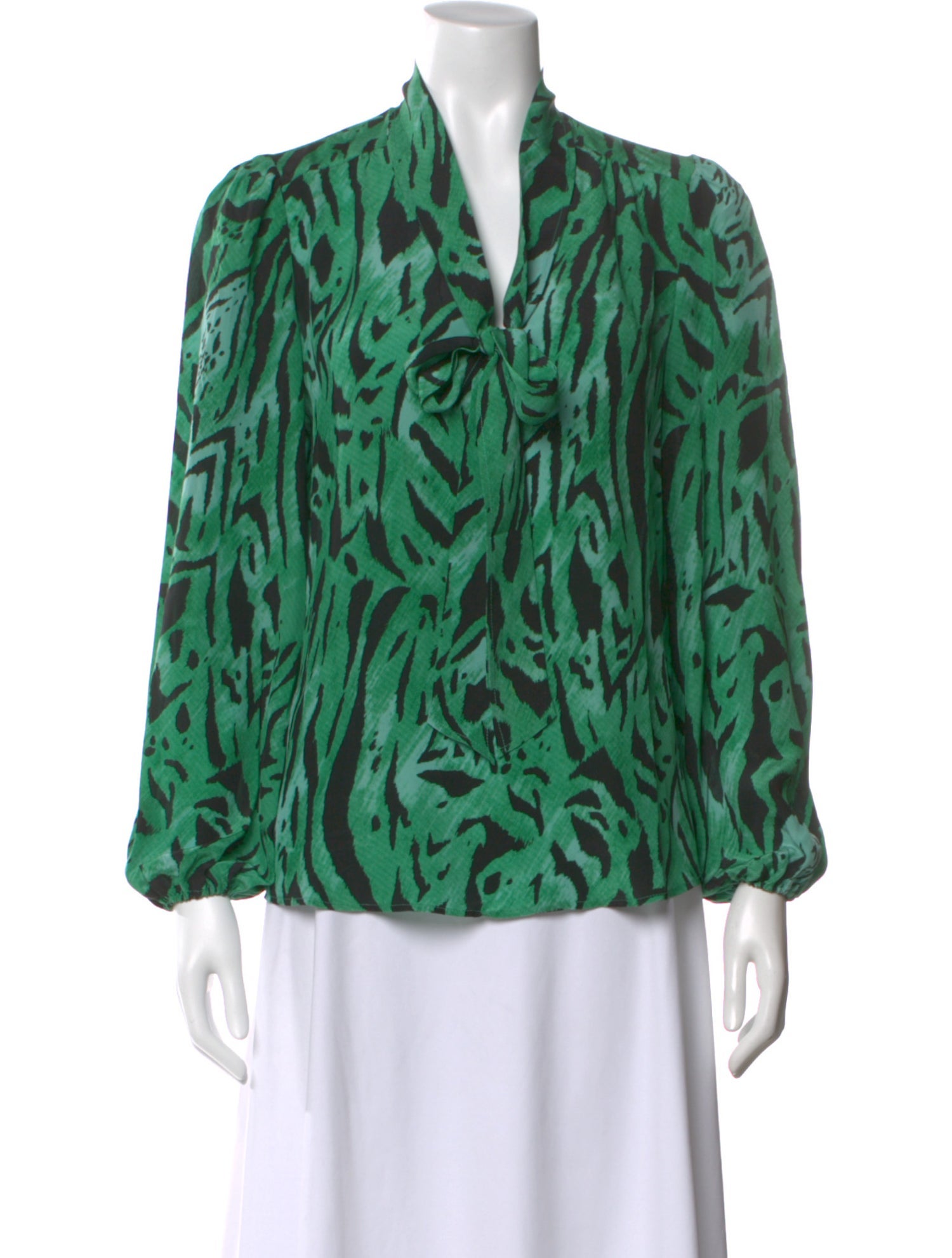 RIXO Silk Animal Print Blouse