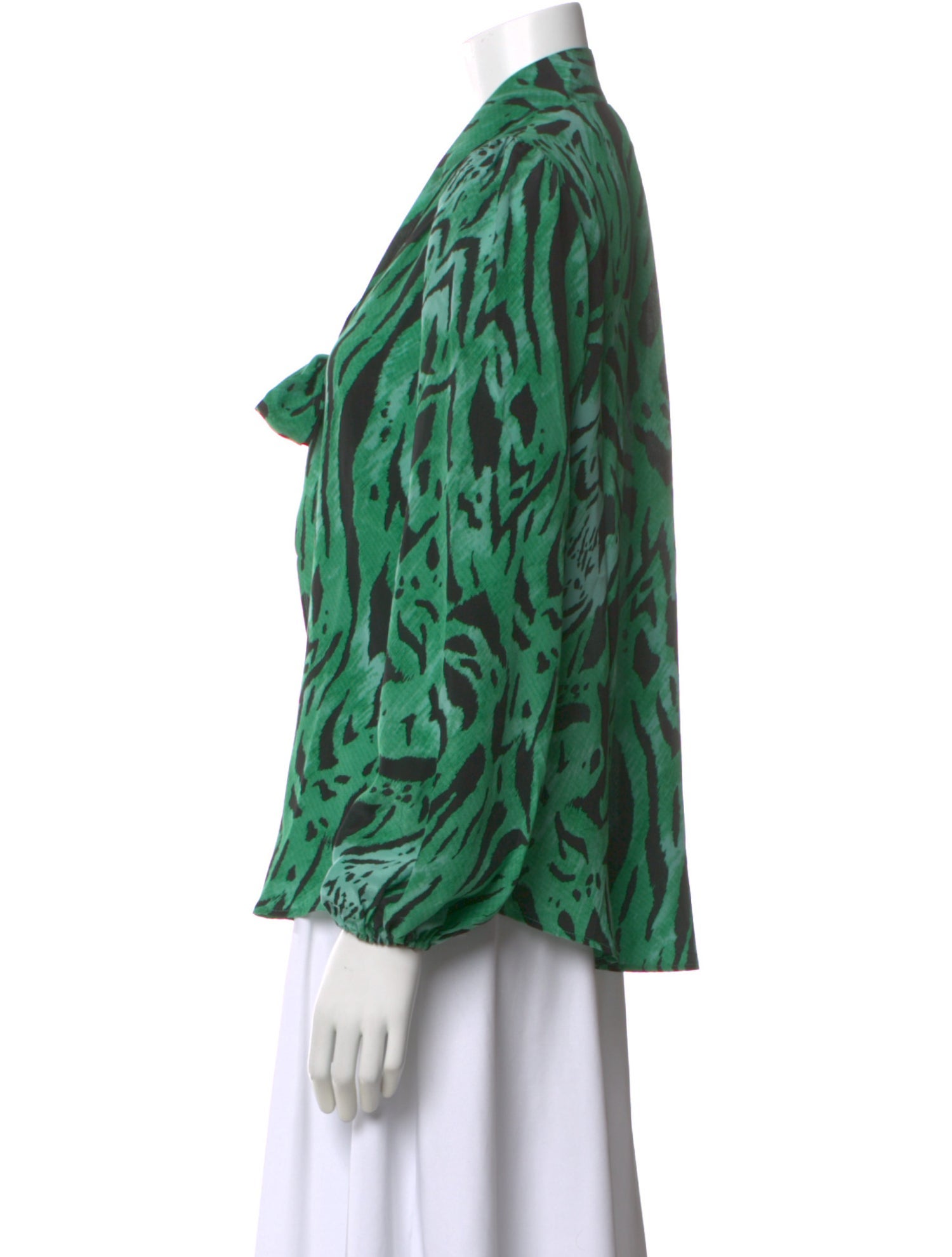 RIXO Silk Animal Print Blouse