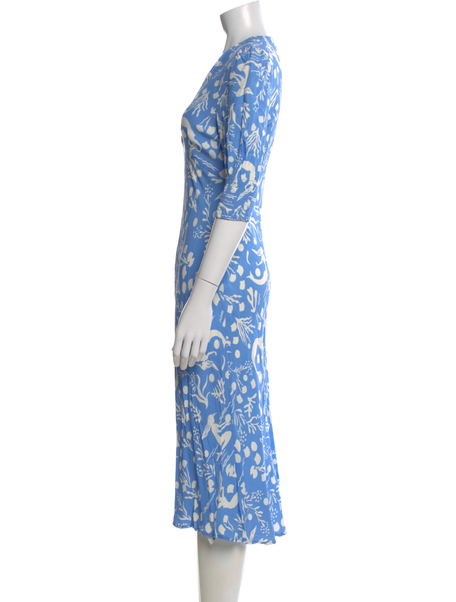 RIXO Printed Long Dress