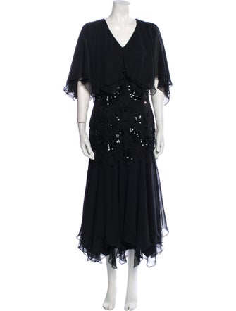 Rina di Montella V-Neck Long Dress