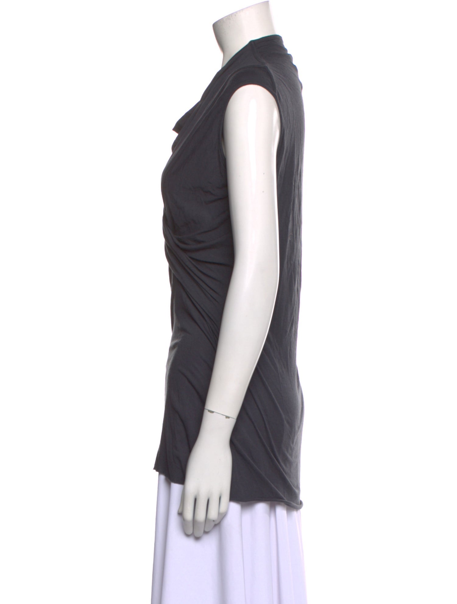 Rick Owens Lilies Cowl Neck Short Sleeve Top