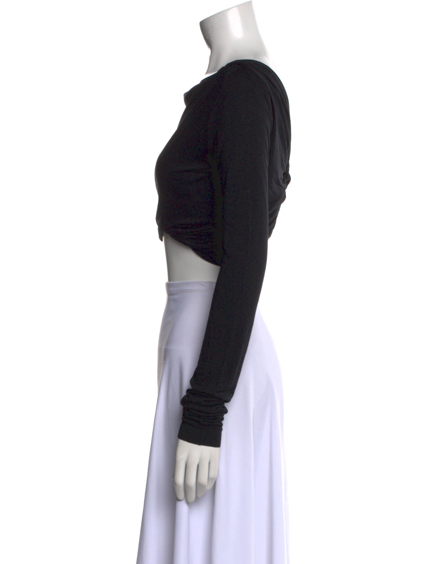 Rick Owens Lilies Scoop Neck Long Sleeve Crop Top