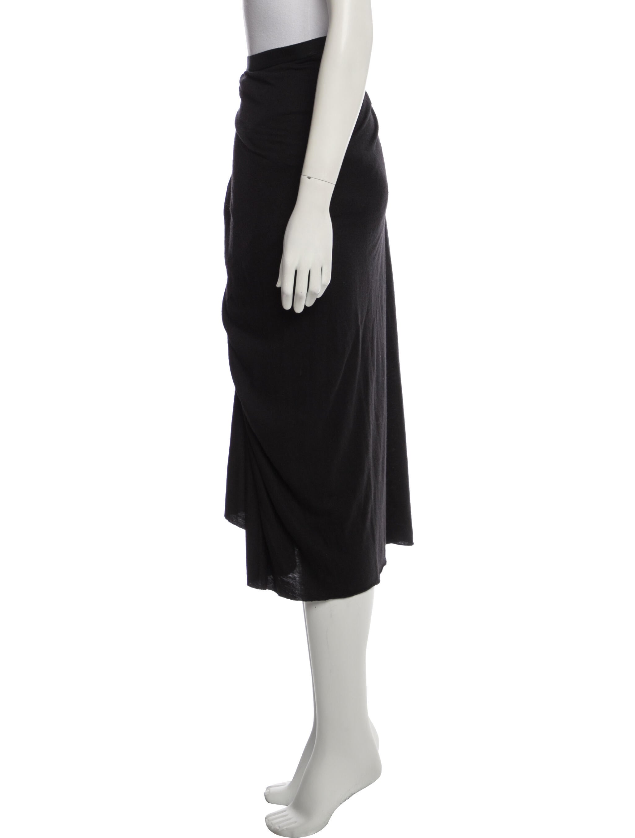 Rick Owens Lilies Pleated Accents Midi Length Skirt
