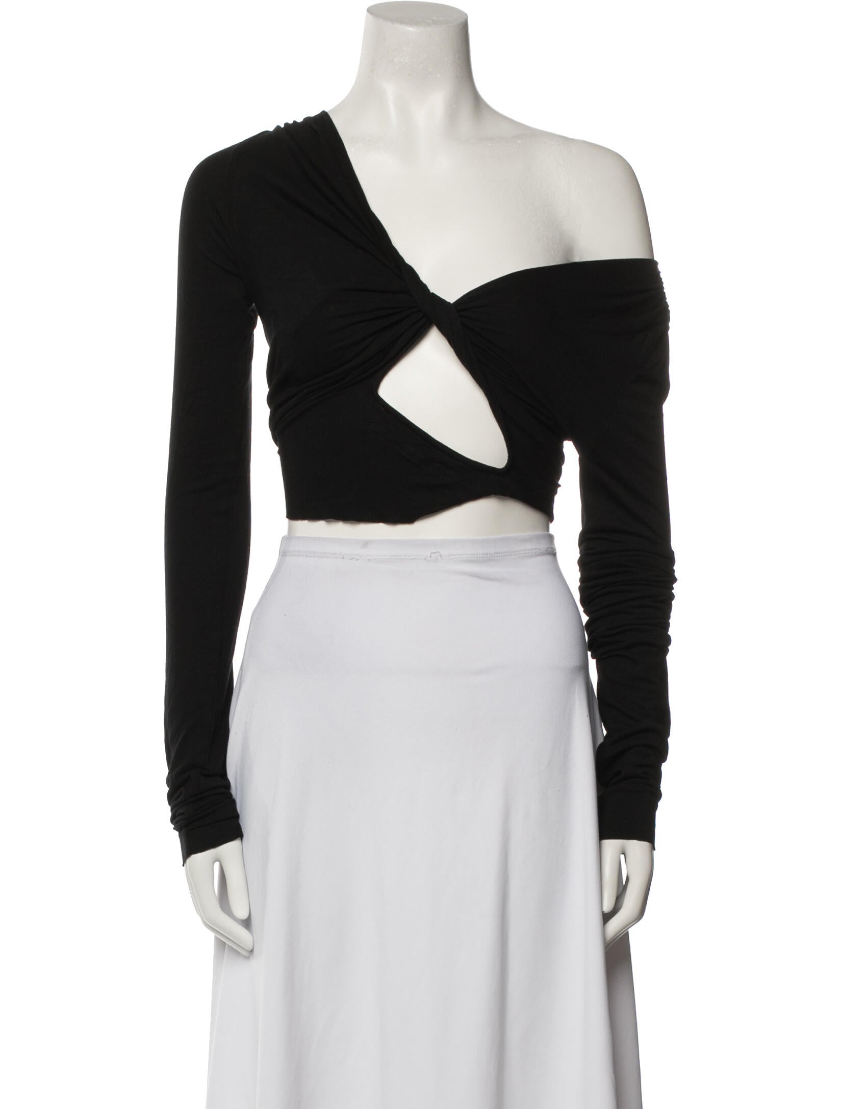 Rick Owens Lilies Asymmetrical Long Sleeve Crop Top