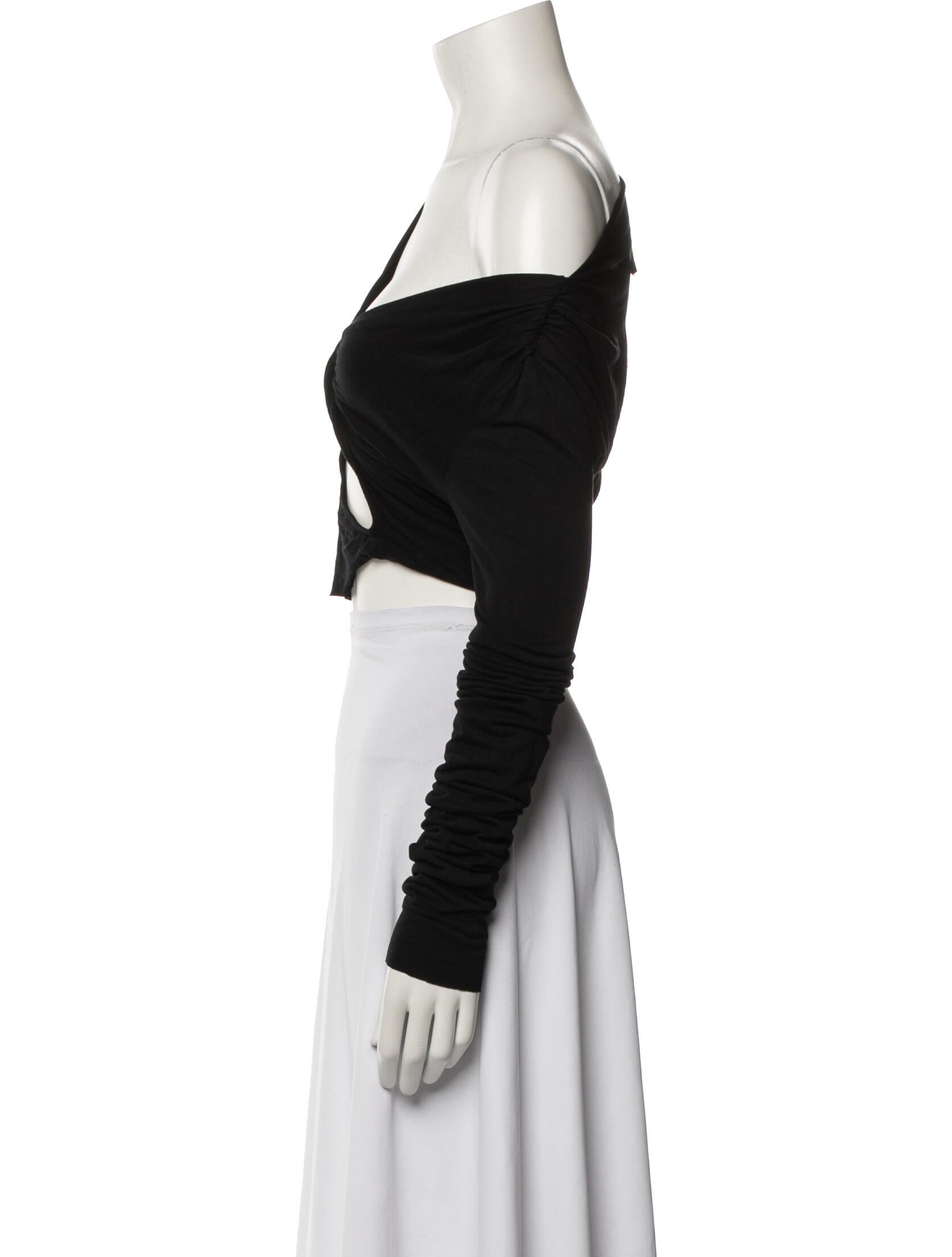 Rick Owens Lilies Asymmetrical Long Sleeve Crop Top