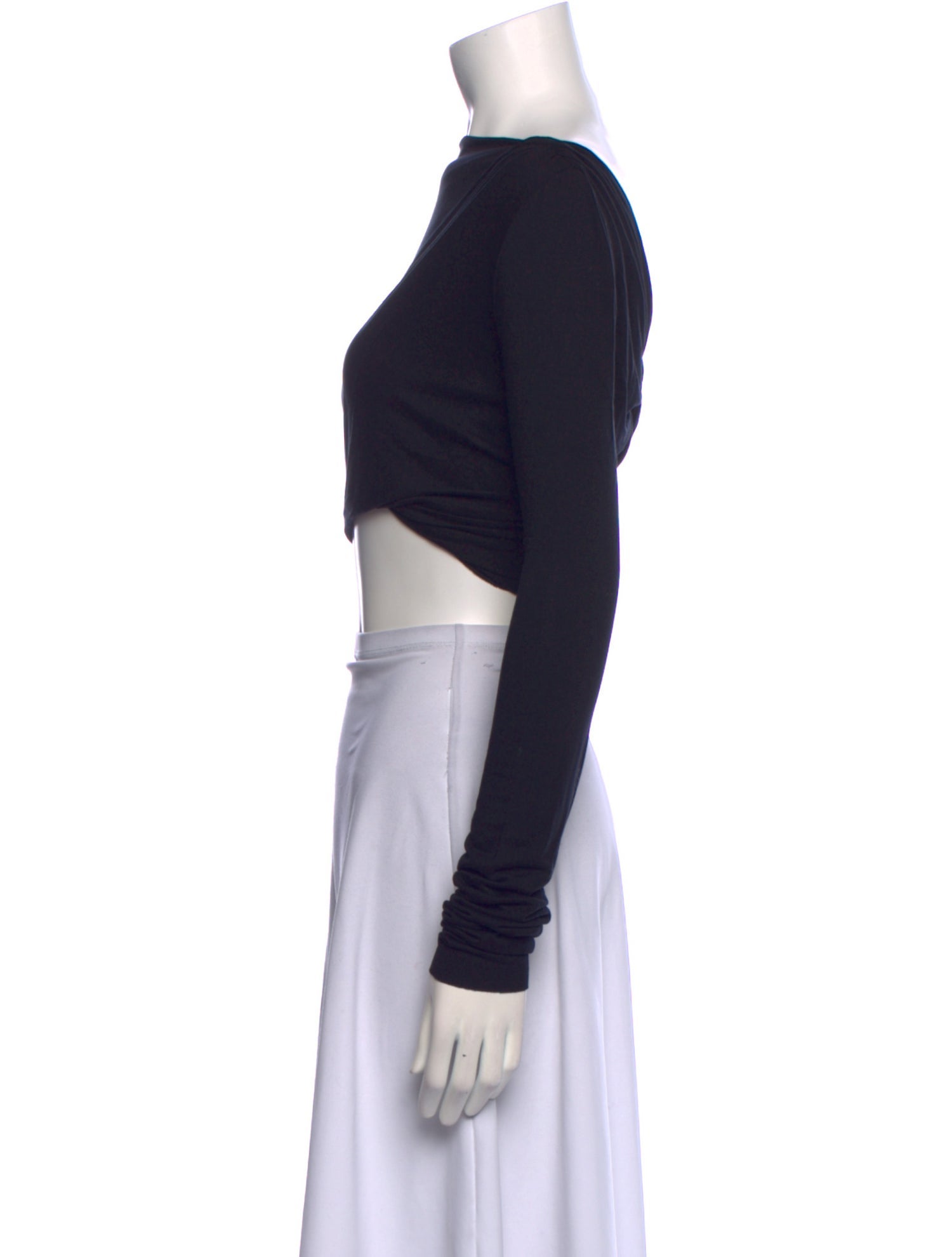 Rick Owens Lilies Bateau Neckline Long Sleeve Crop Top