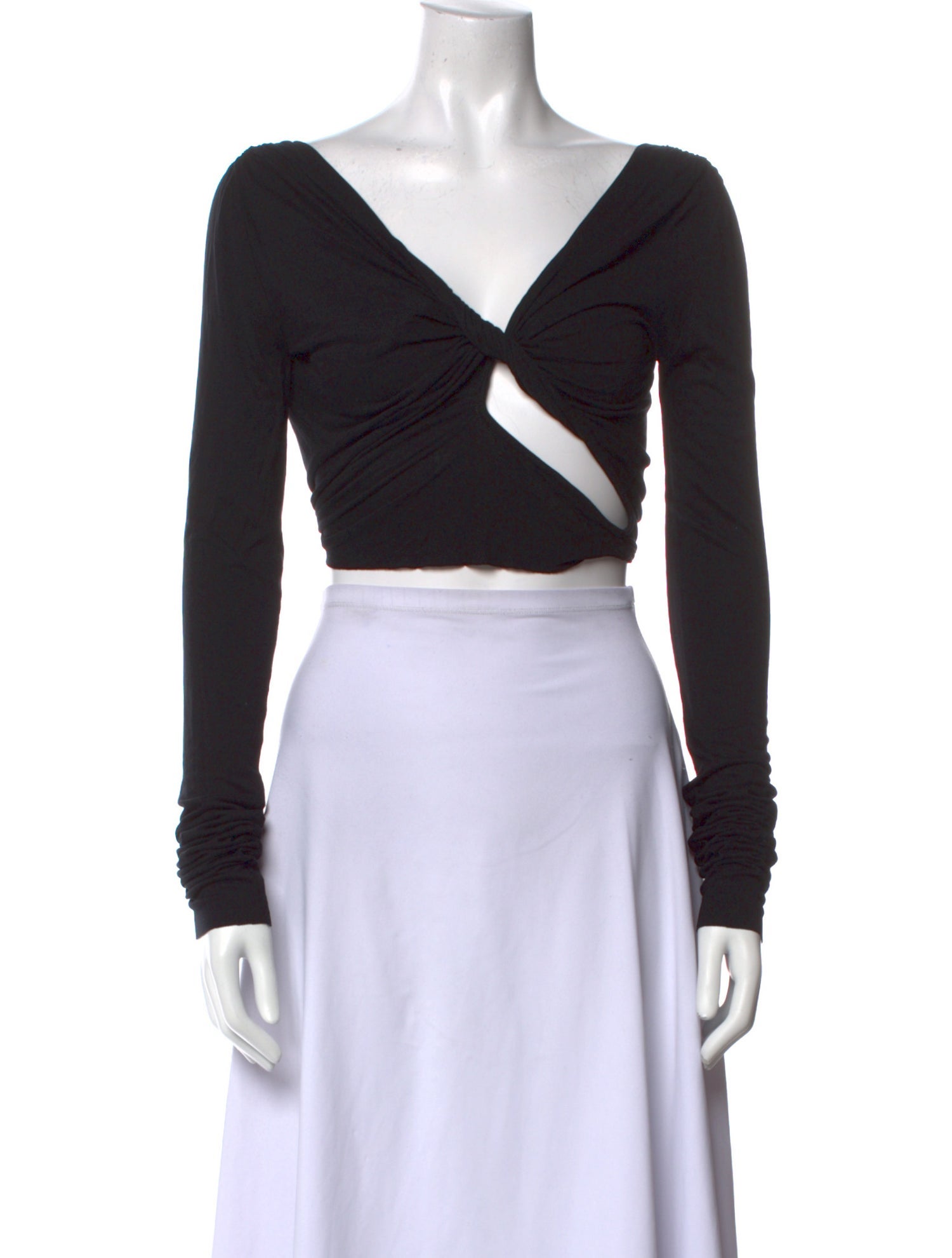 Rick Owens Lilies V-Neck Long Sleeve Crop Top