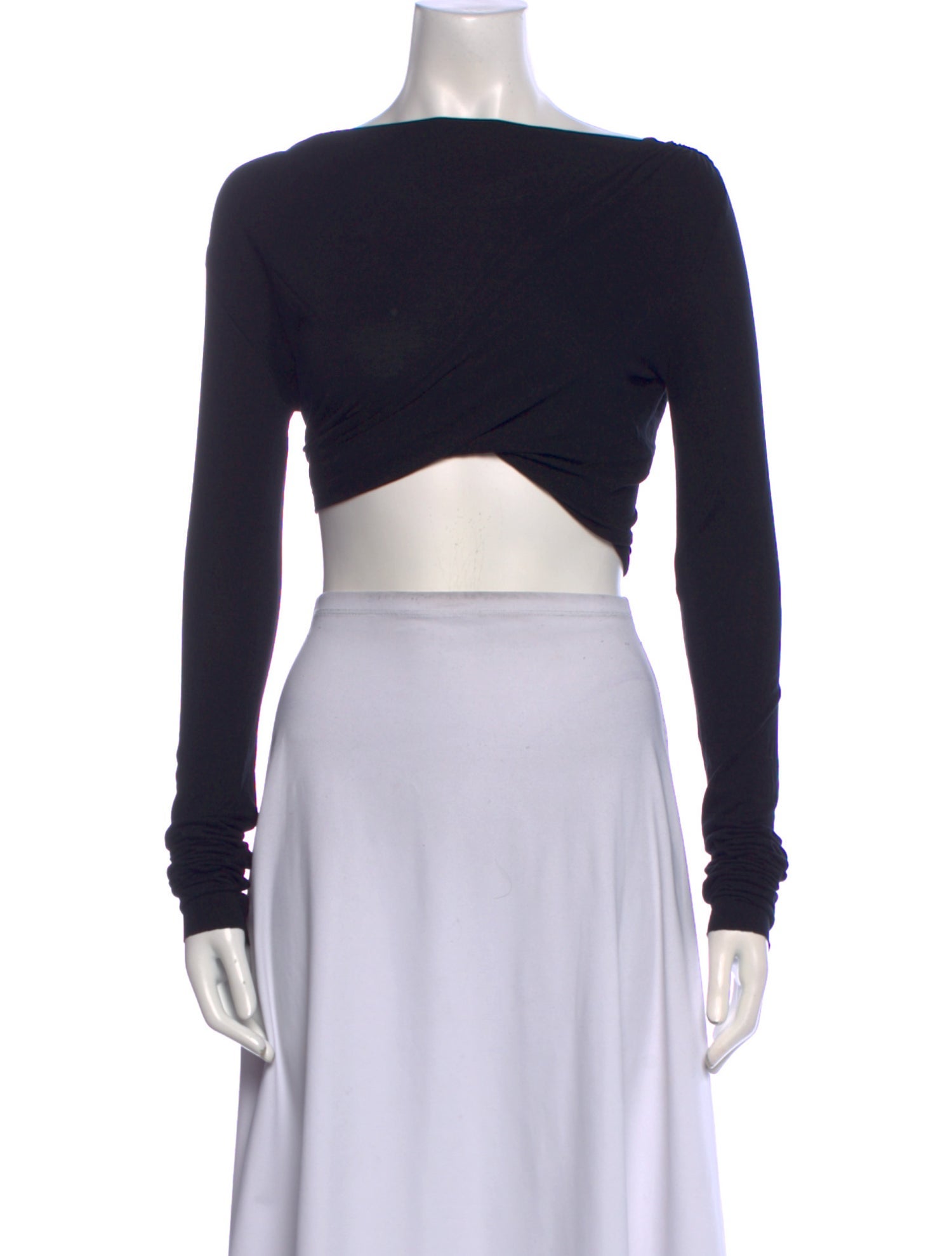 Rick Owens Lilies Bateau Neckline Long Sleeve Crop Top