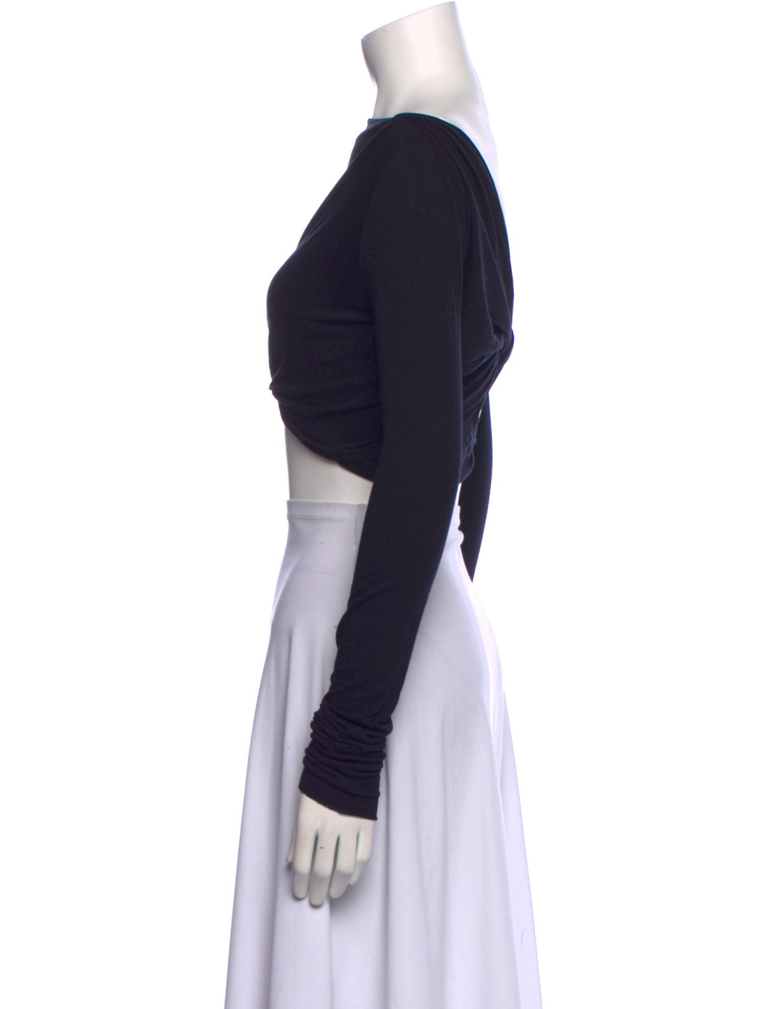 Rick Owens Lilies Bateau Neckline Long Sleeve Crop Top