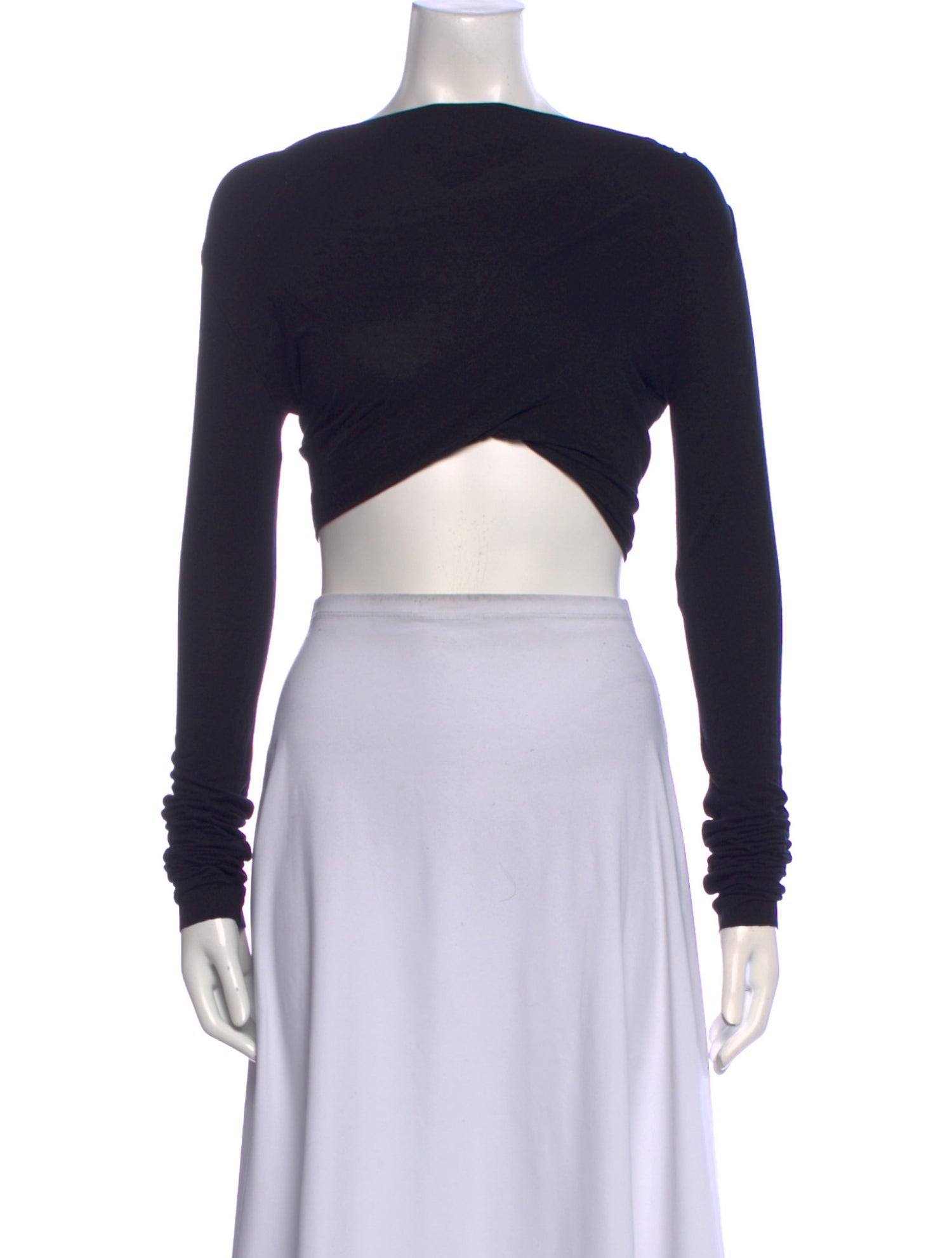 Rick Owens Lilies Bateau Neckline Long Sleeve Crop Top