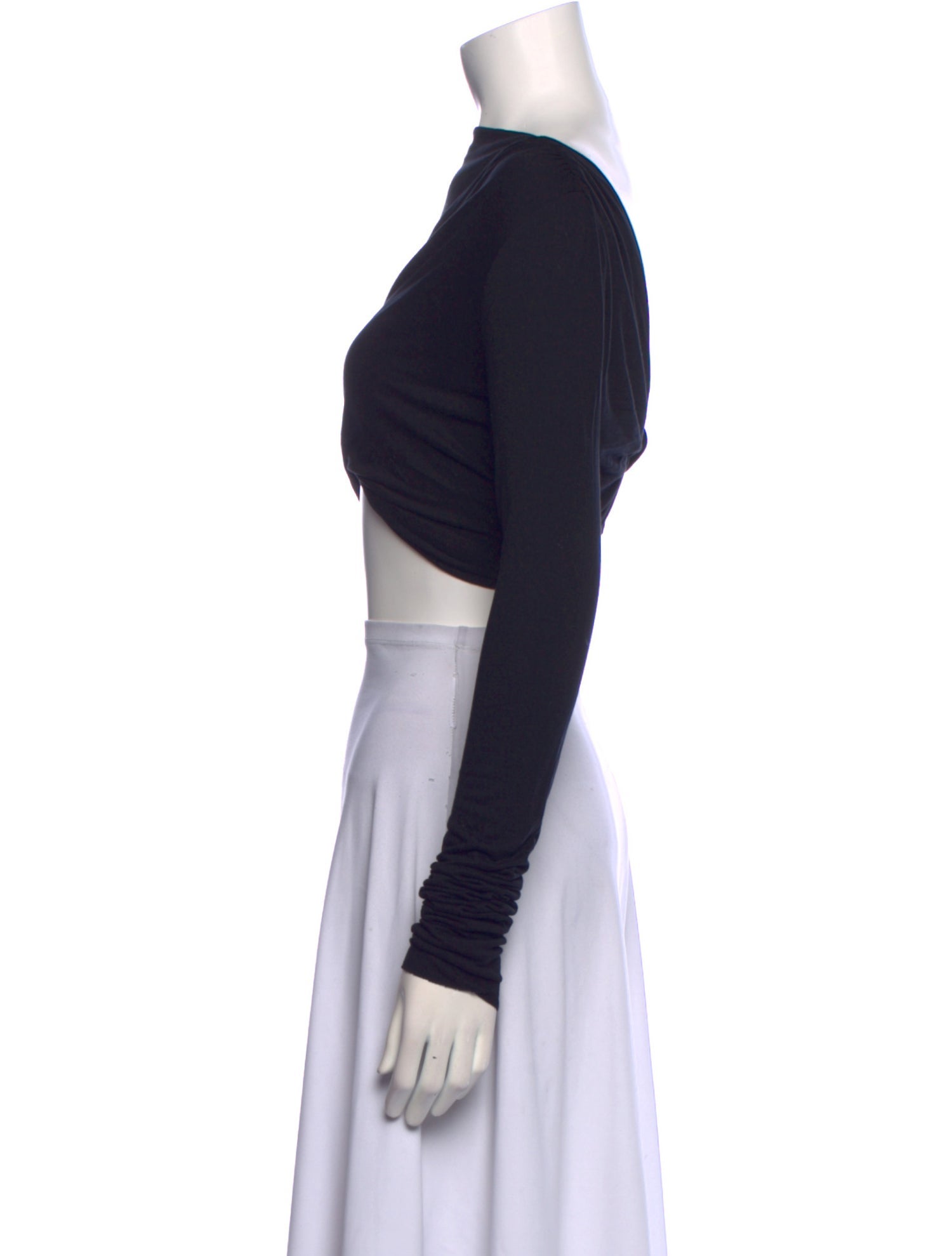 Rick Owens Lilies Bateau Neckline Long Sleeve Crop Top