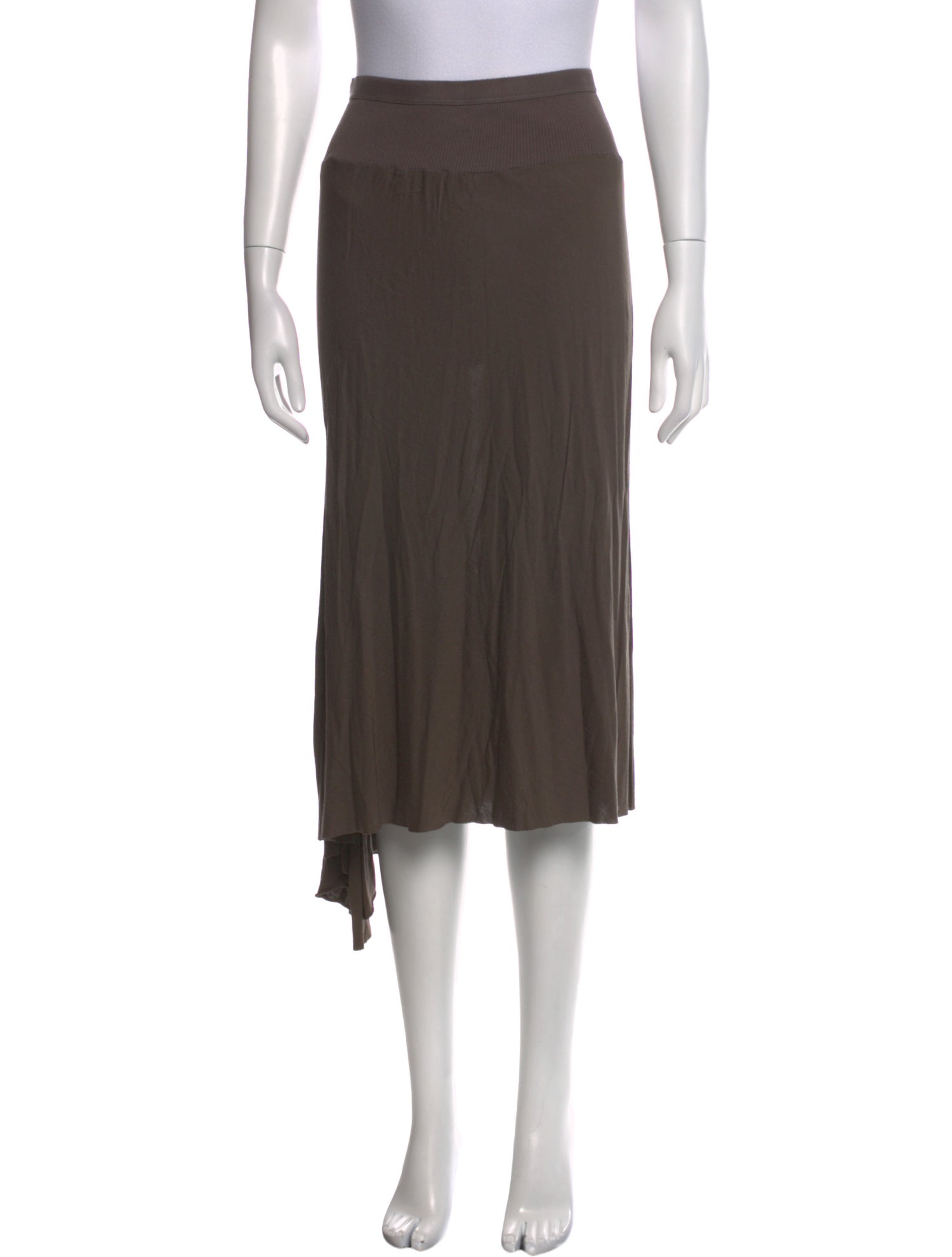 Rick Owens Lilies Raw-Edge Trim Midi Length Skirt