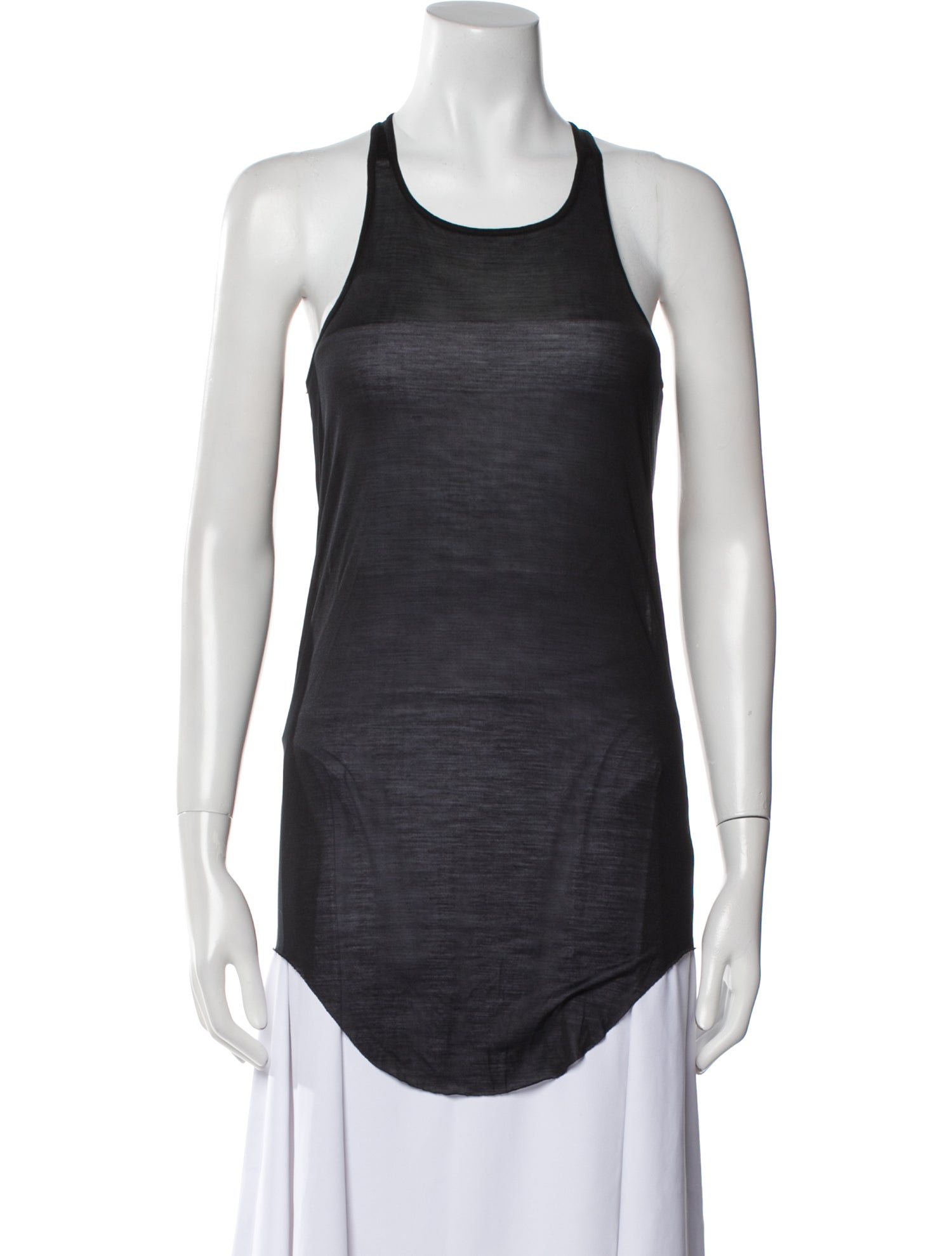 Rick Owens Lilies Silk Scoop Neck Top