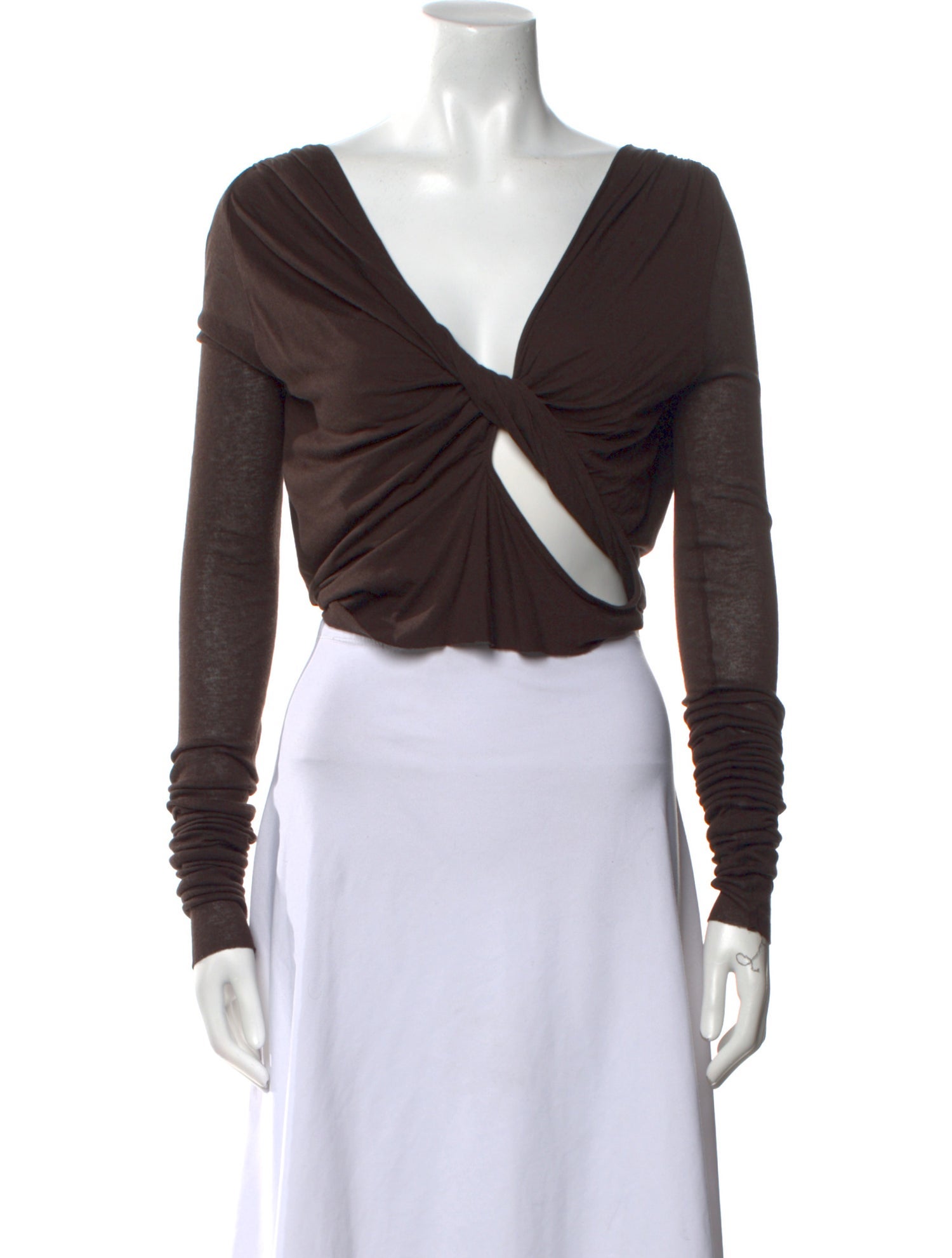 Rick Owens Lilies V-Neck Long Sleeve Crop Top