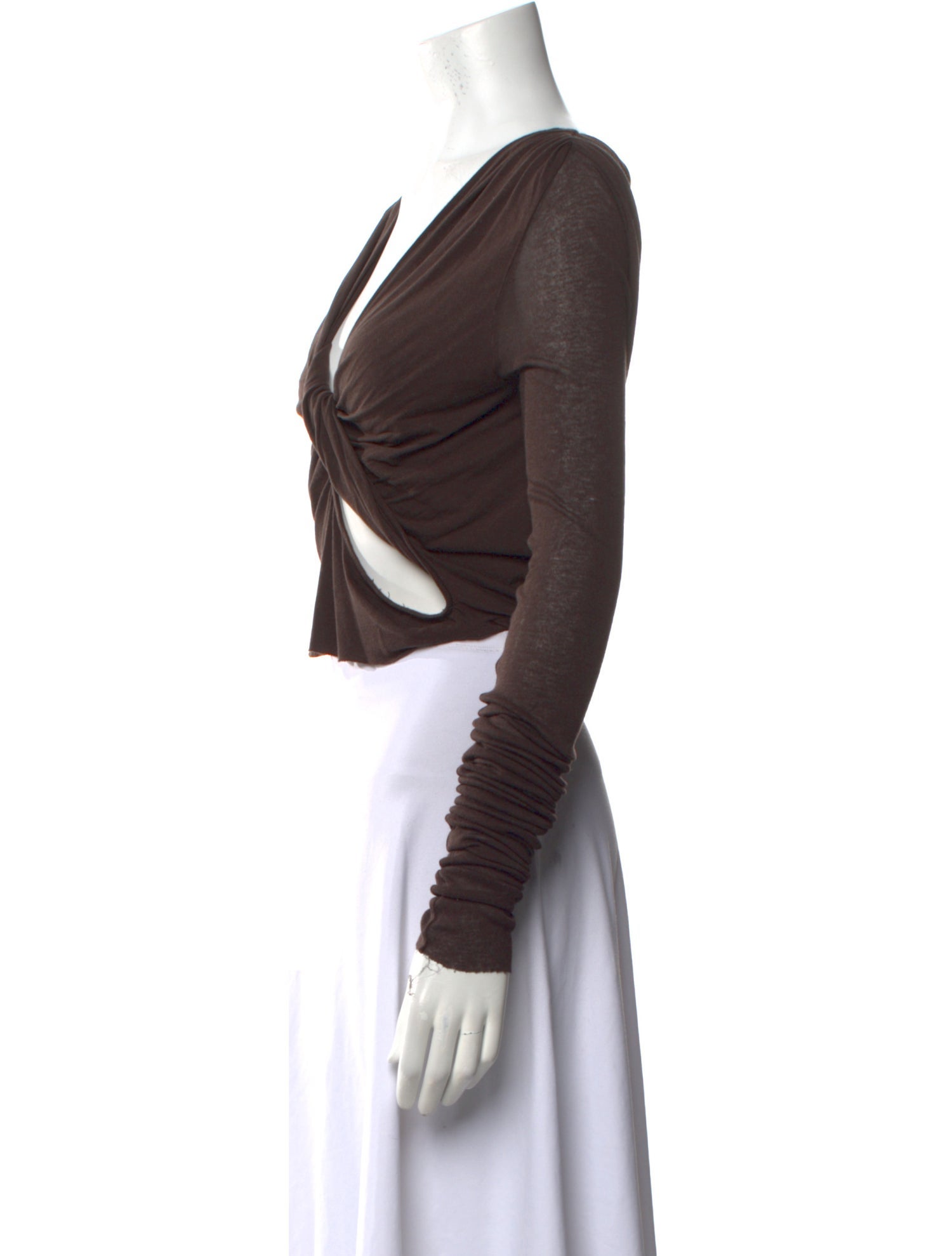 Rick Owens Lilies V-Neck Long Sleeve Crop Top