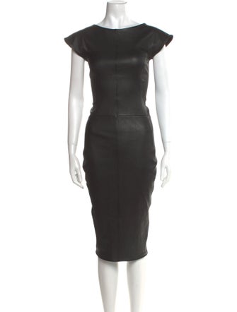 Rick Owens Lilies Lamb Leather Midi Length Dress