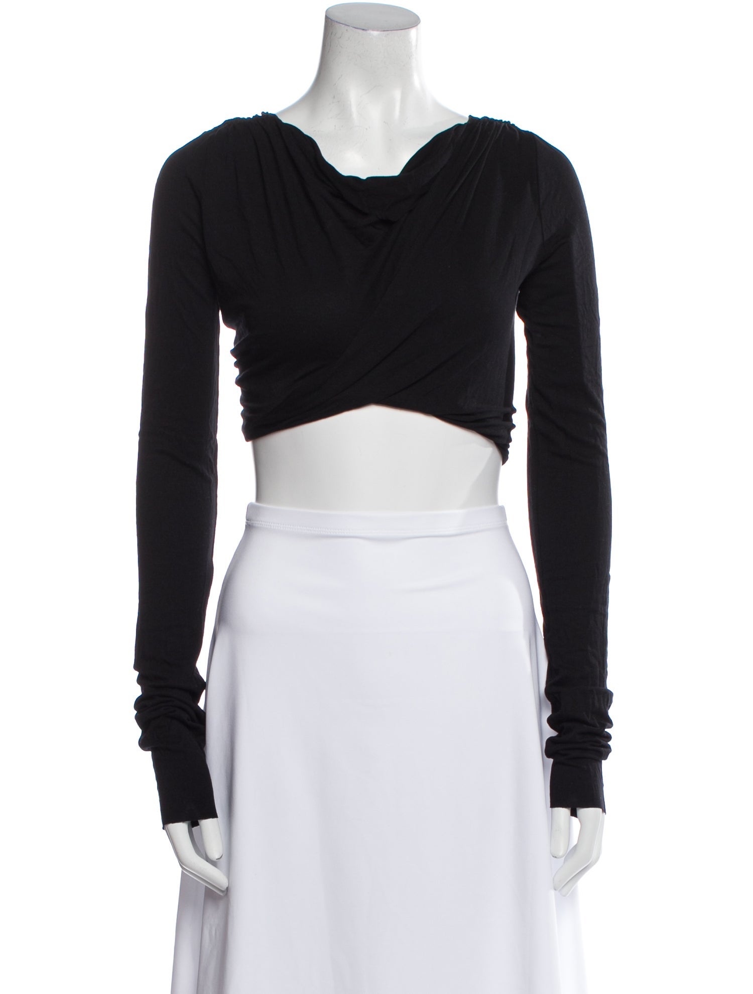 Rick Owens Lilies Cowl Neck Long Sleeve Crop Top