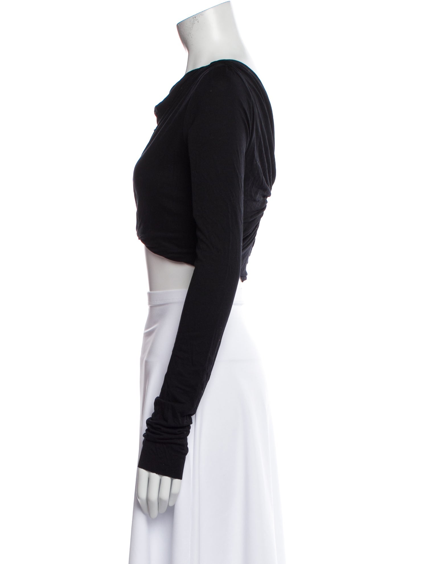 Rick Owens Lilies Cowl Neck Long Sleeve Crop Top