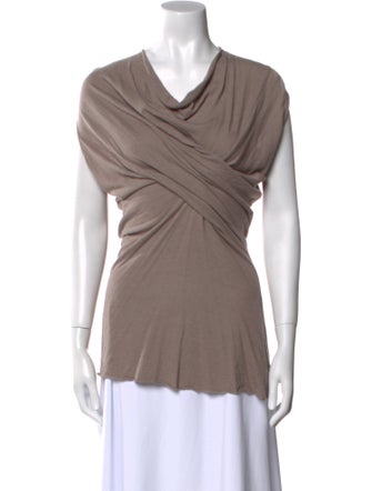 Rick Owens Lilies Cowl Neck Short Sleeve Top