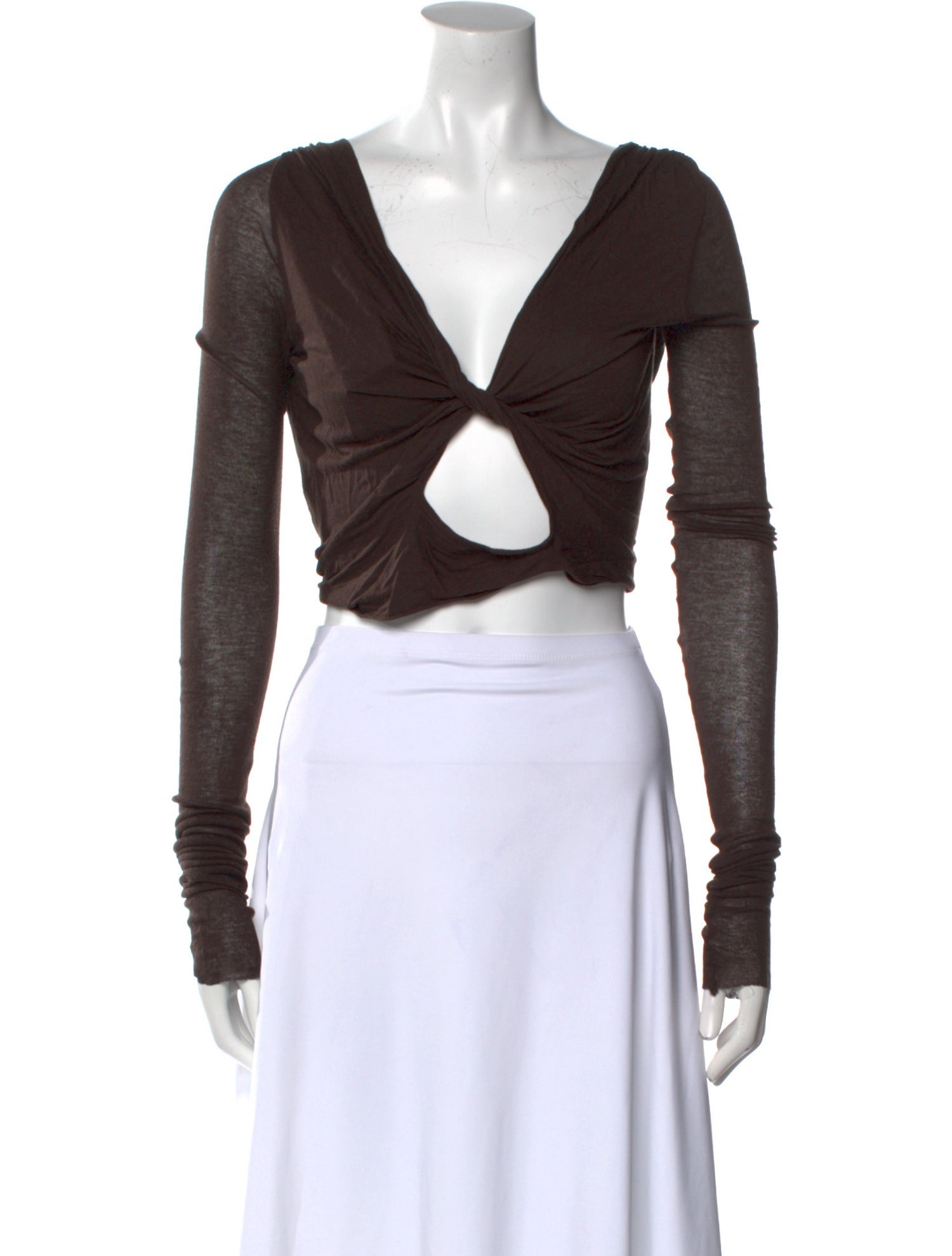 Rick Owens Lilies V-Neck Long Sleeve Crop Top