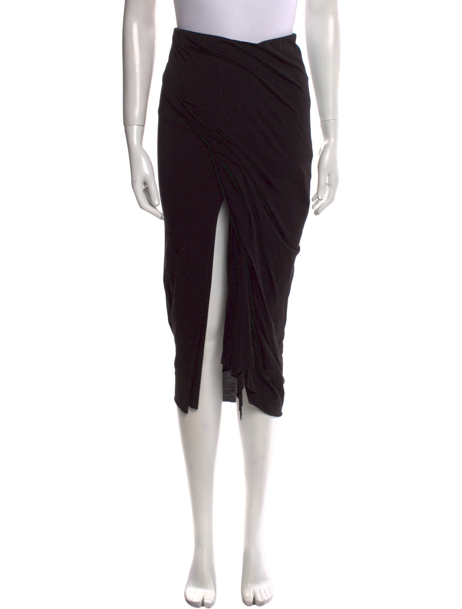Rick Owens Lilies Pleated Accents Midi Length Skirt