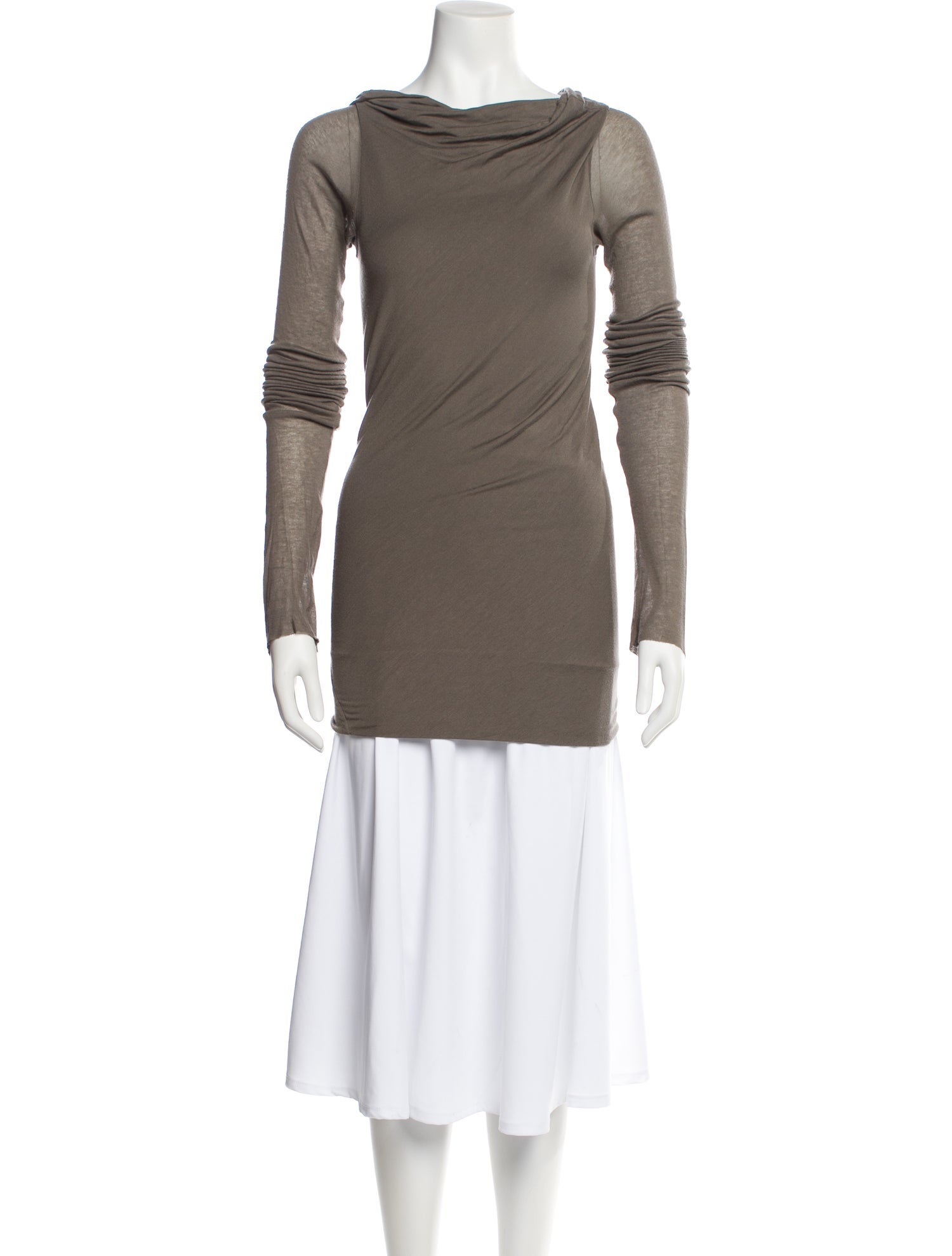 Rick Owens Lilies Cowl Neck Long Sleeve Tunic