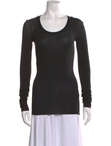 Pre-owned Rick Owens Scoop Neck Long Sleeve T-shirt In Gray