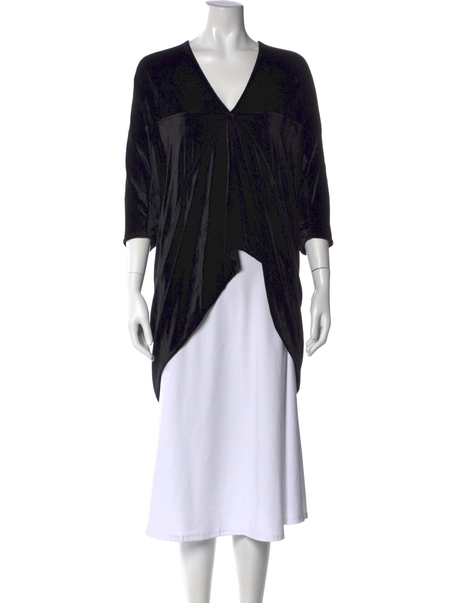 Rick Owens Lilies V-Neck Three-Quarter Sleeve Top