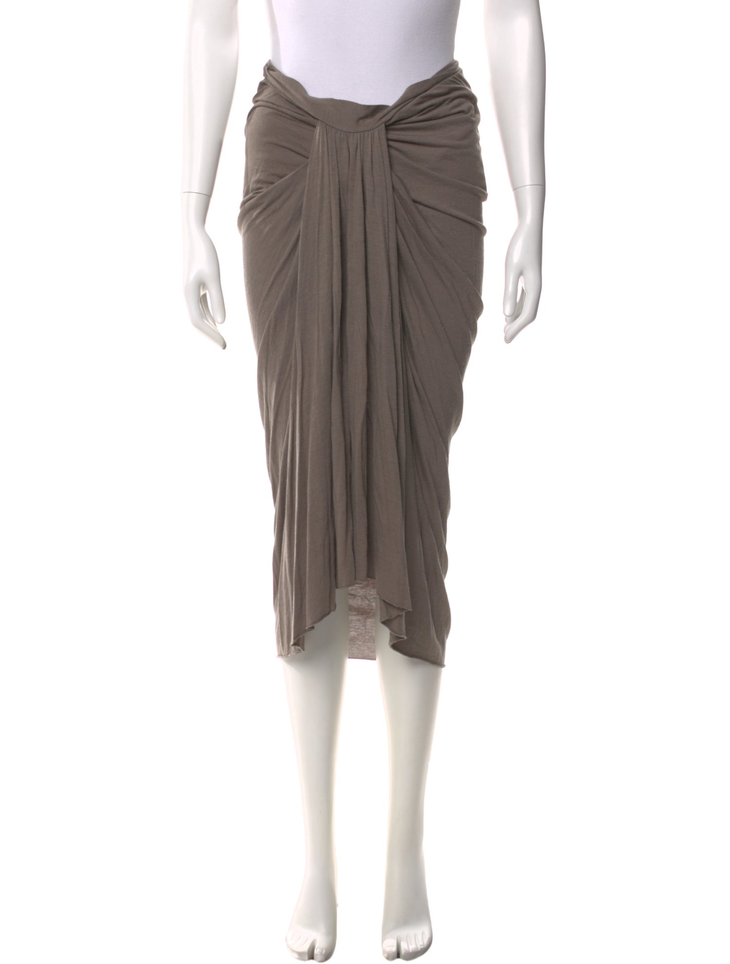 Rick Owens Lilies Pleated Accents Midi Length Skirt