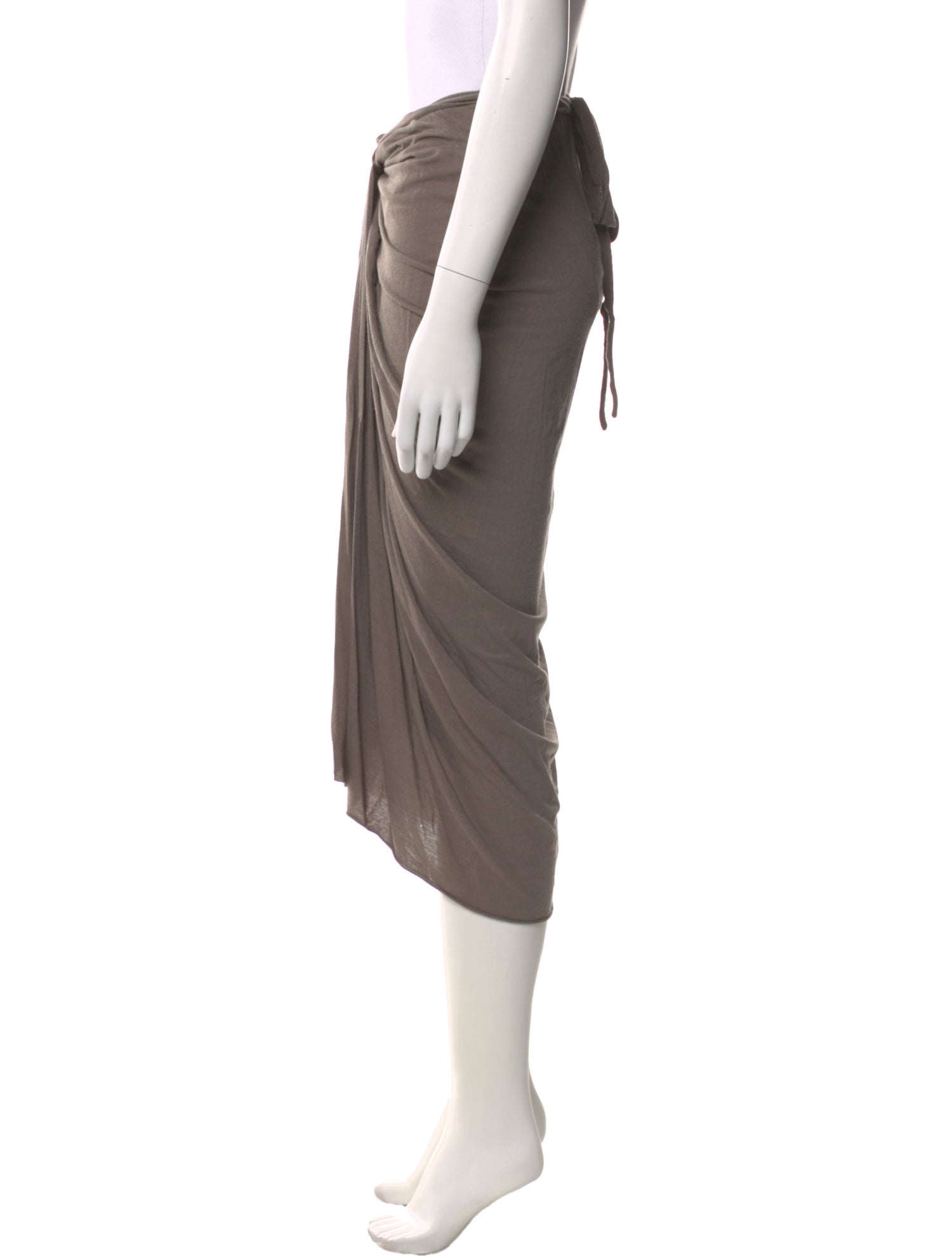 Rick Owens Lilies Pleated Accents Midi Length Skirt