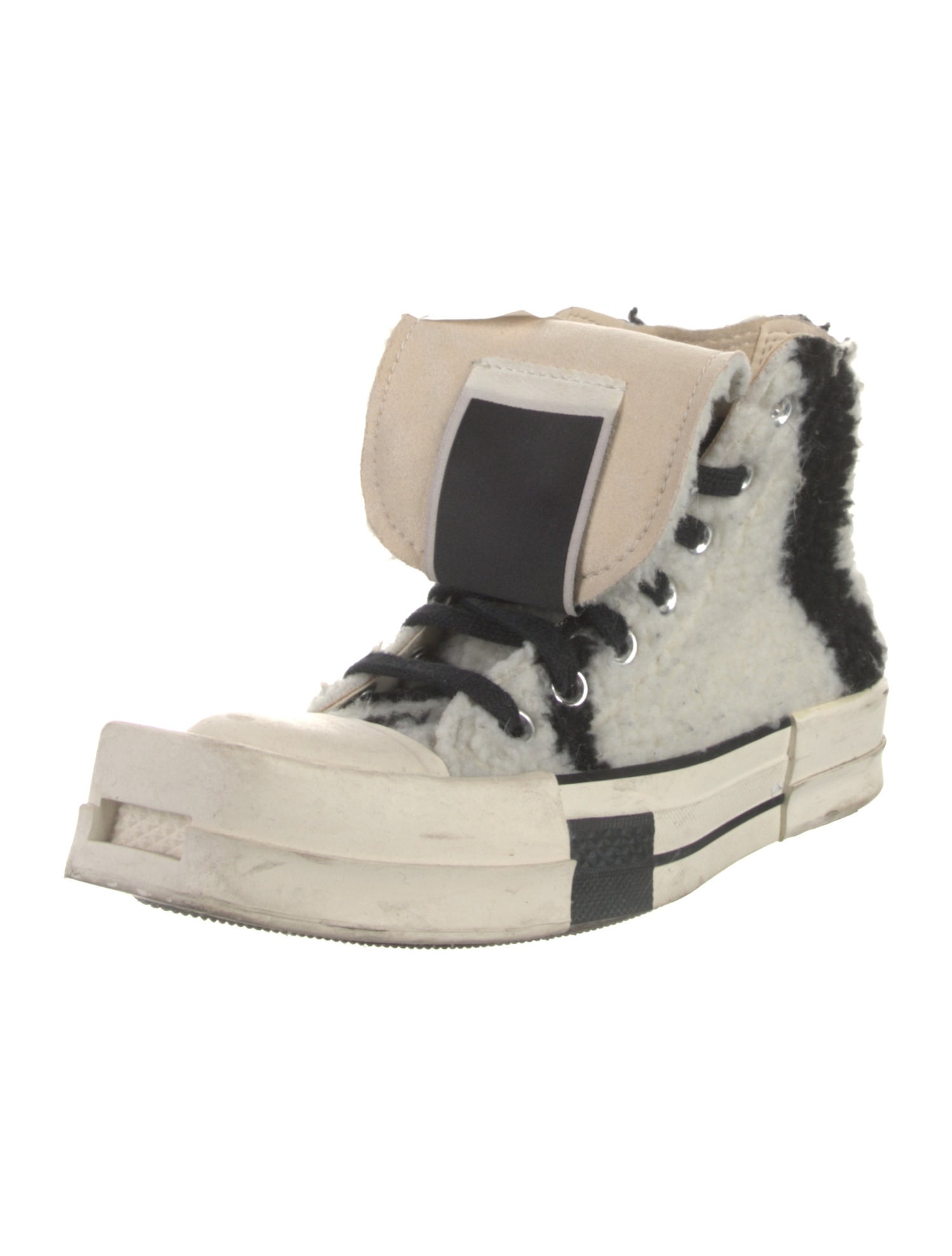 Rick Owens Drkshdw x Converse Shearling Colorblock Pattern Sneakers