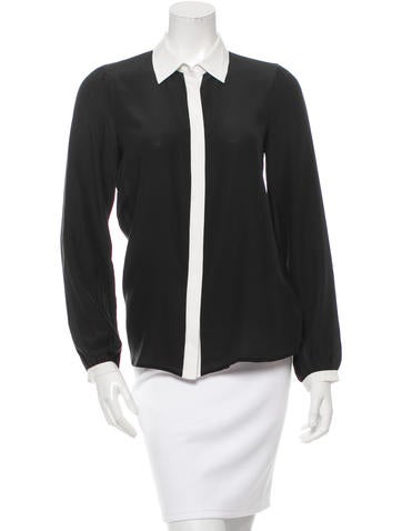 Rachel Zoe Silk Colorblock Top
