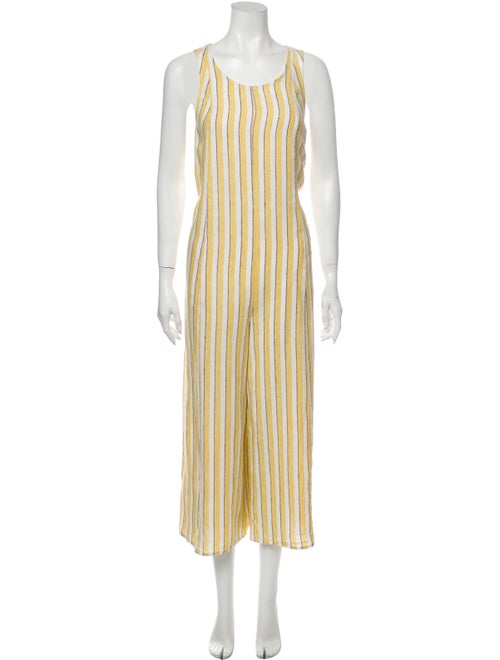 Rachel Zoe Linen Striped Jumpsuit Yellow