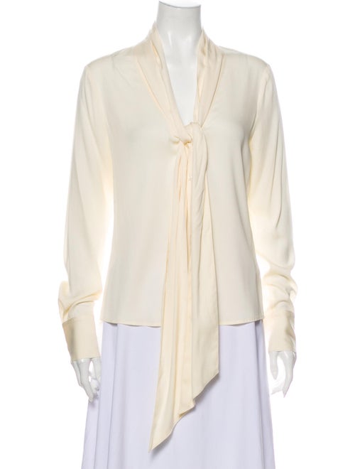 Rachel Zoe Silk Tie Neck Blouse White