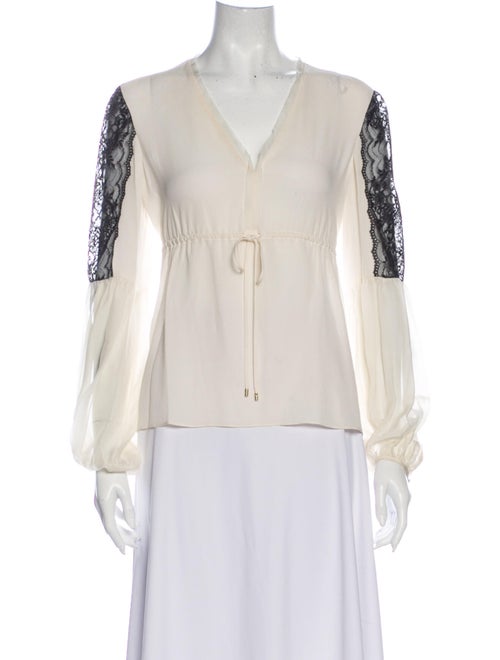 Rachel Zoe Silk Lace Pattern Blouse White