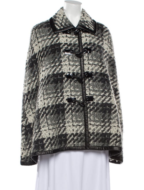 Rachel Zoe Wool Plaid Print Cape Wool