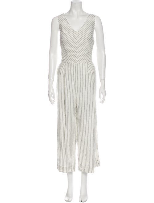 Rachel Zoe Linen Striped Jumpsuit White