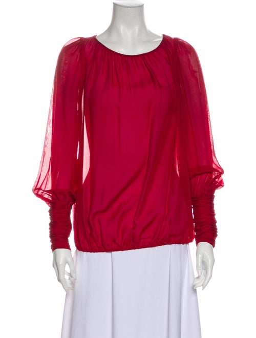Rachel Zoe Scoop Neck Long Sleeve Blouse Red