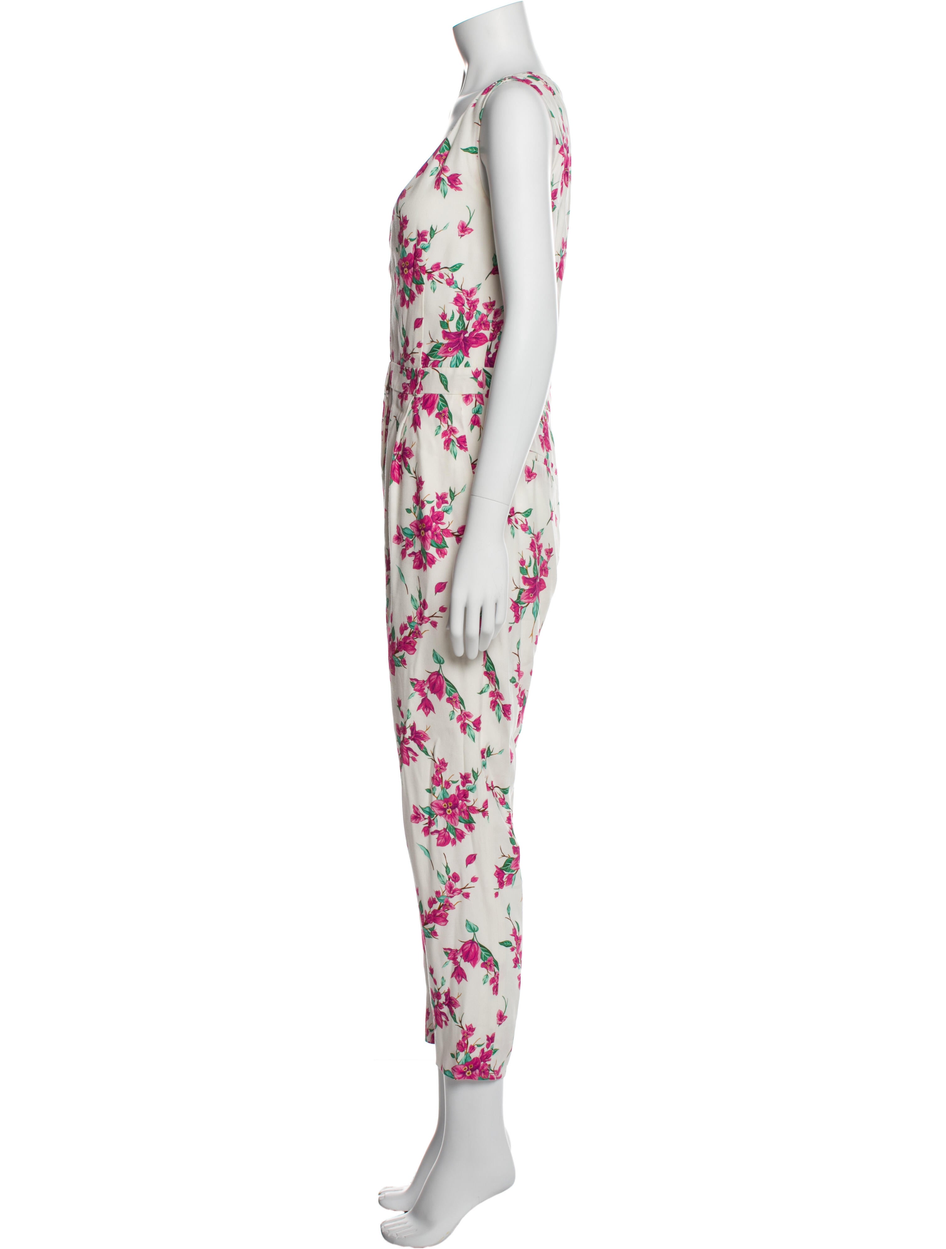Rachel Zoe Floral Print Plunge Neckline Jumpsuit