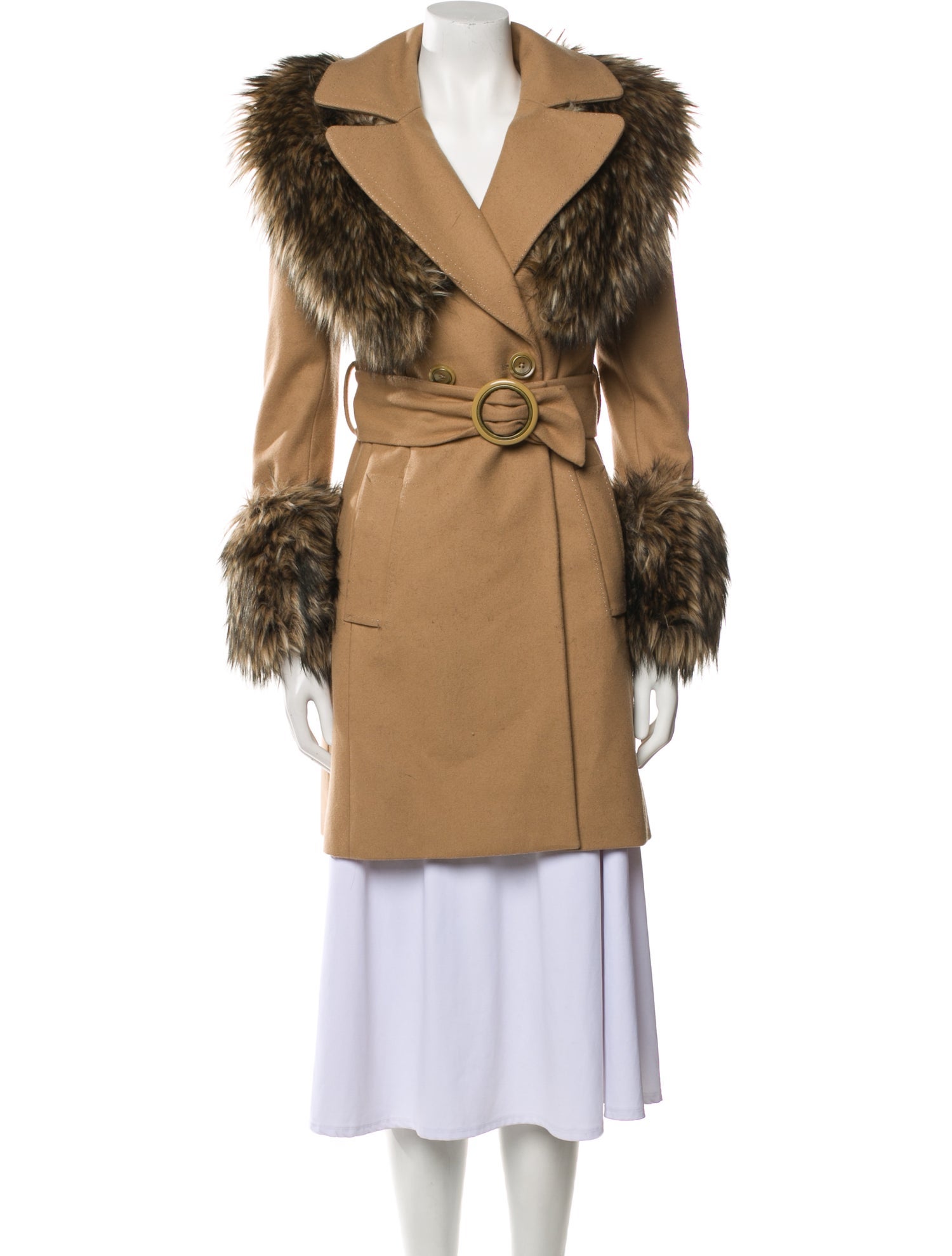 Rachel Zoe Wool Faux Fur Coat