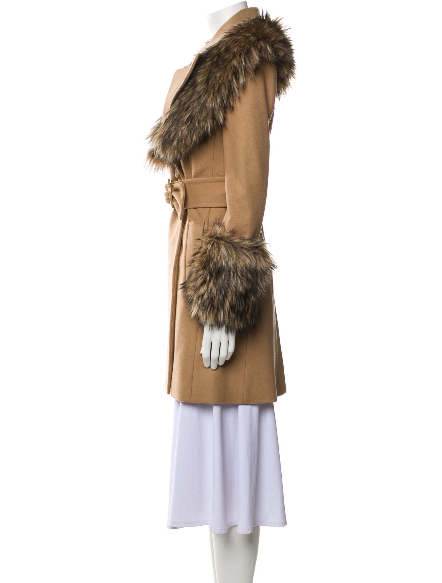 Rachel Zoe Wool Faux Fur Coat