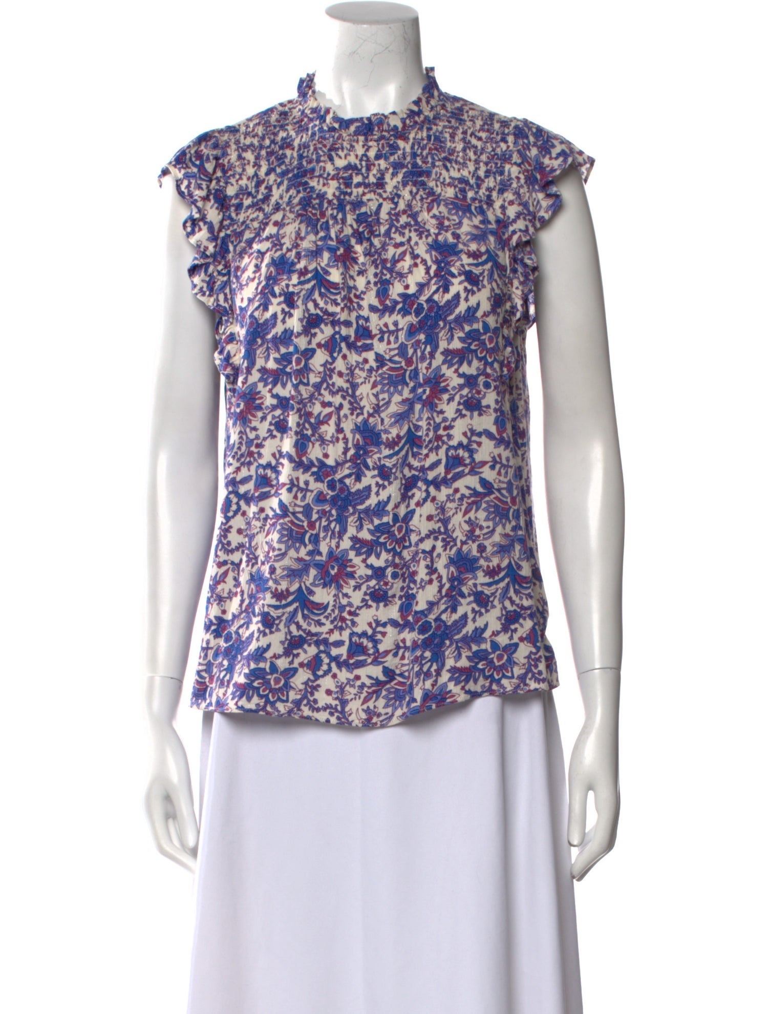 Rachel Zoe Floral Print Mock Neck Blouse